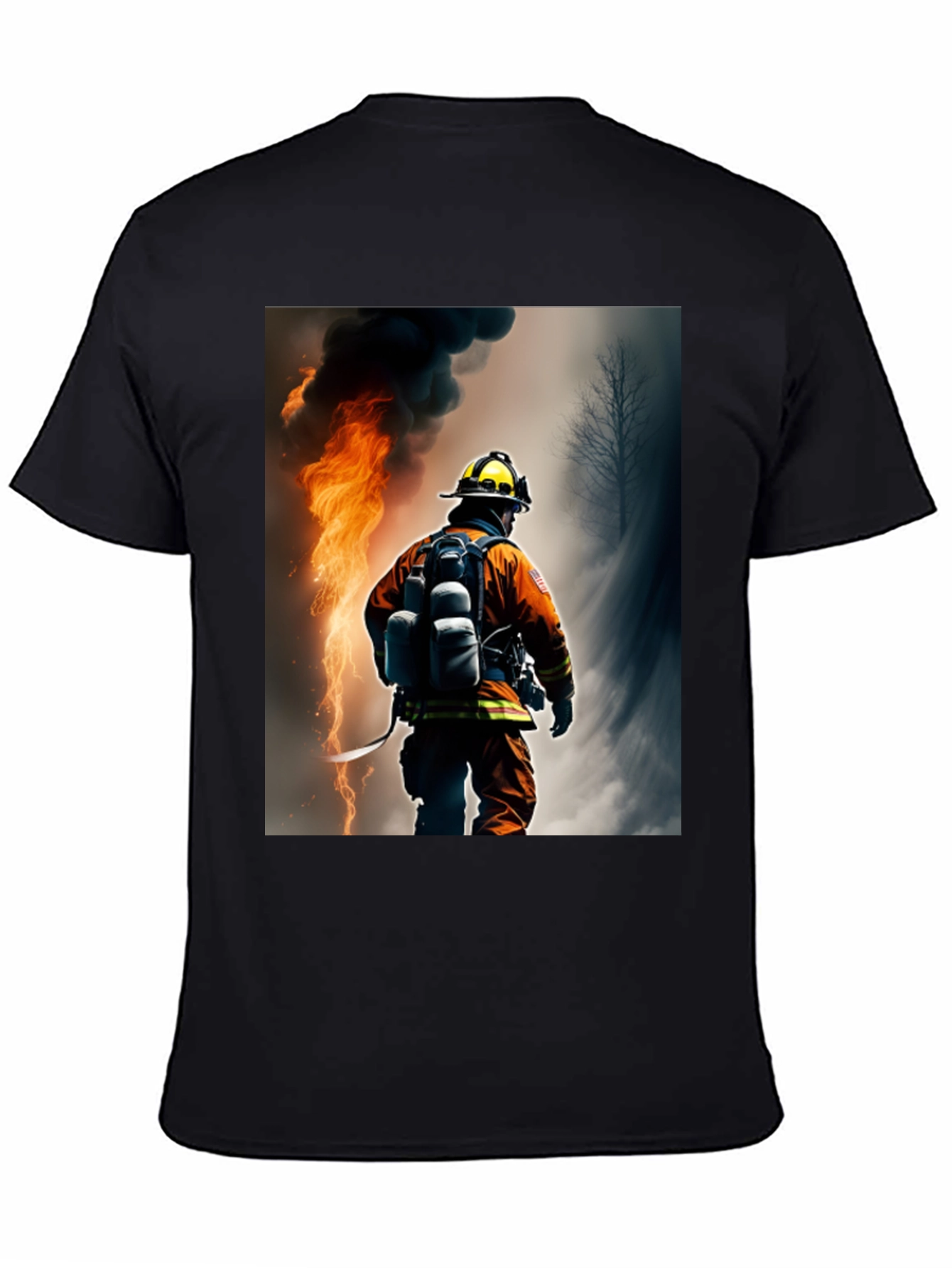 Firefighter Graphic T-Shirt - Black Cotton Tee