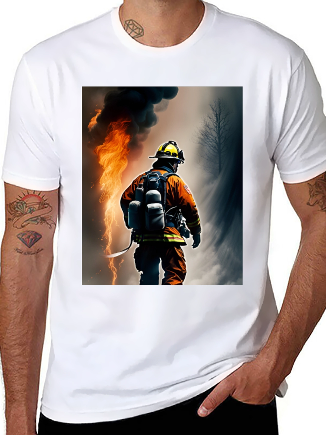 Firefighter Graphic T-Shirt - Black Cotton Tee