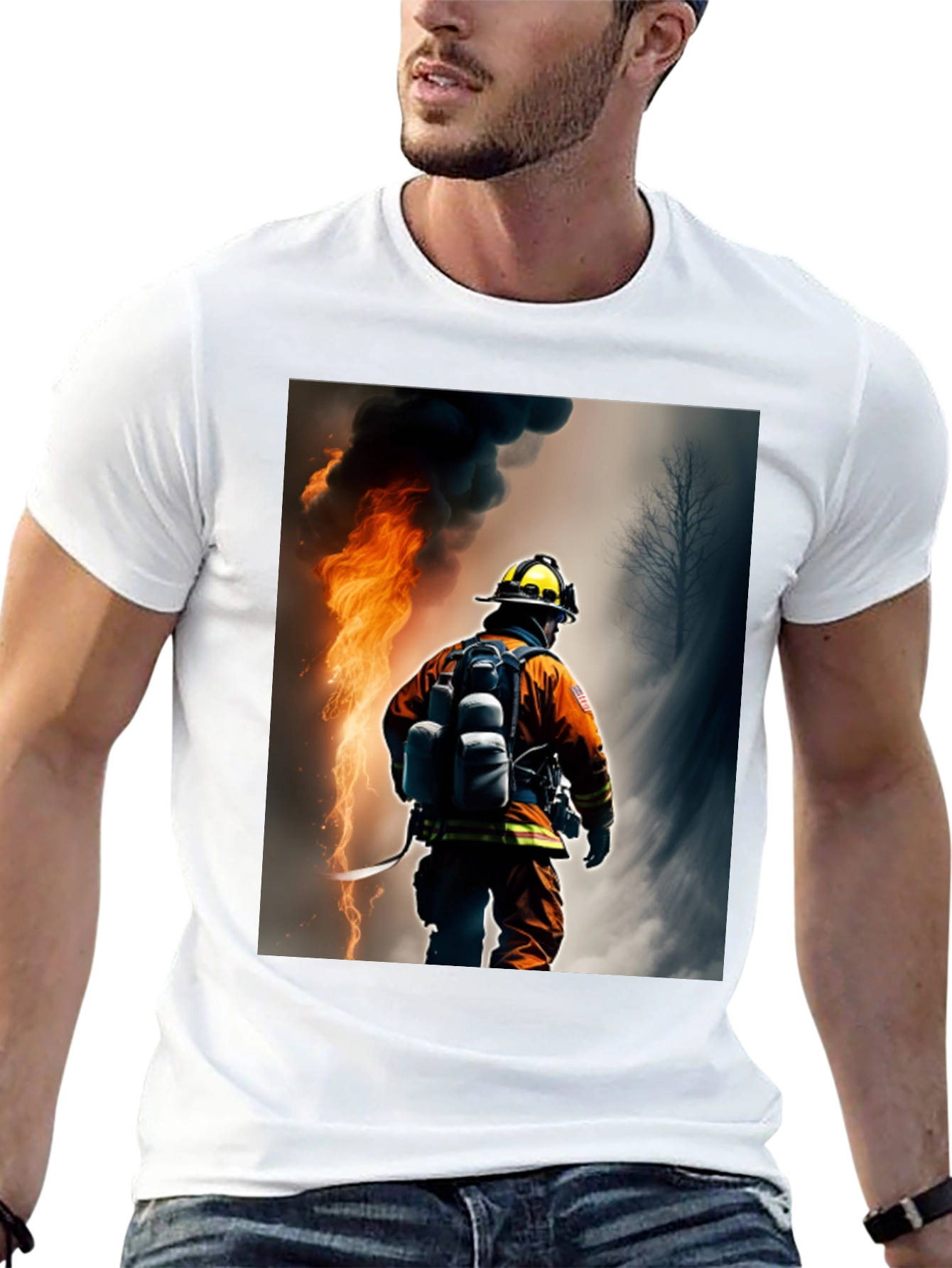 Firefighter Graphic T-Shirt - Black Cotton Tee