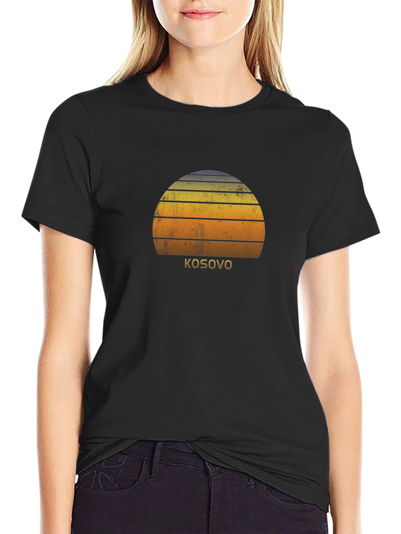 Kosovo Sunset Graphic Tee - Retro Style Shirt