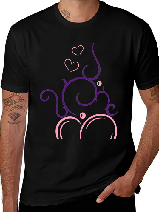Stylish Black T-Shirt with Heart Vine Design