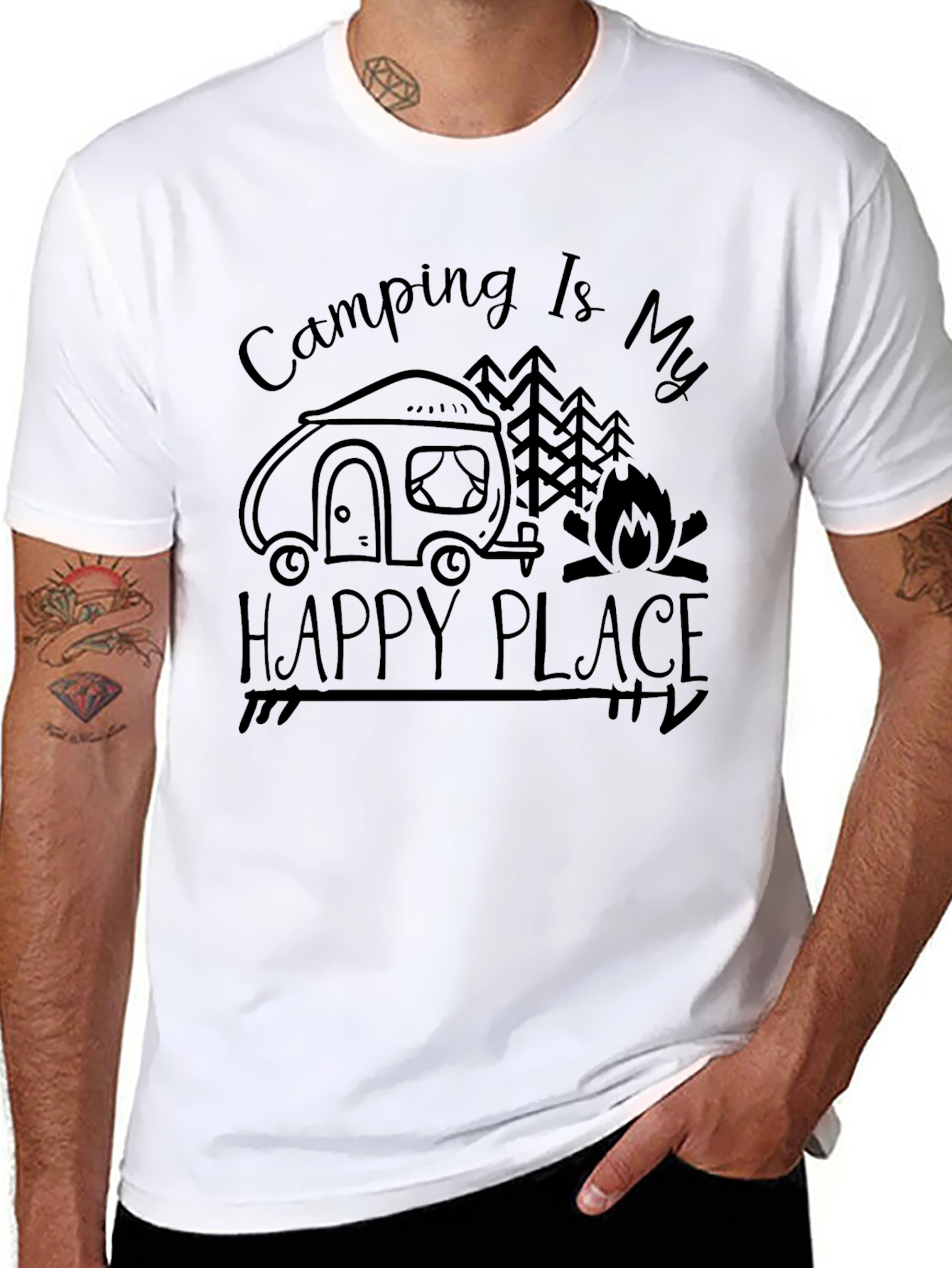 Camping Is My Happy Place Black T-Shirt