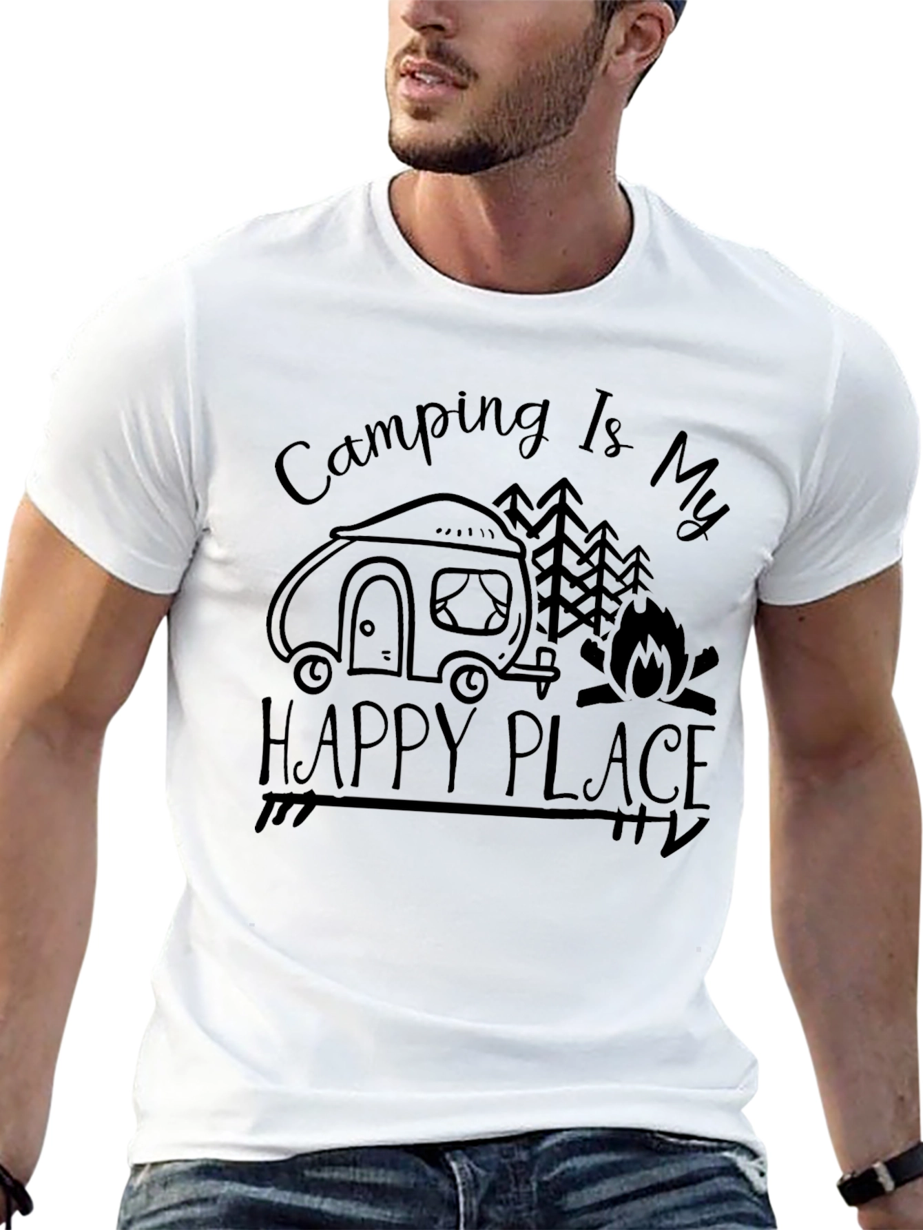 Camping Is My Happy Place Black T-Shirt
