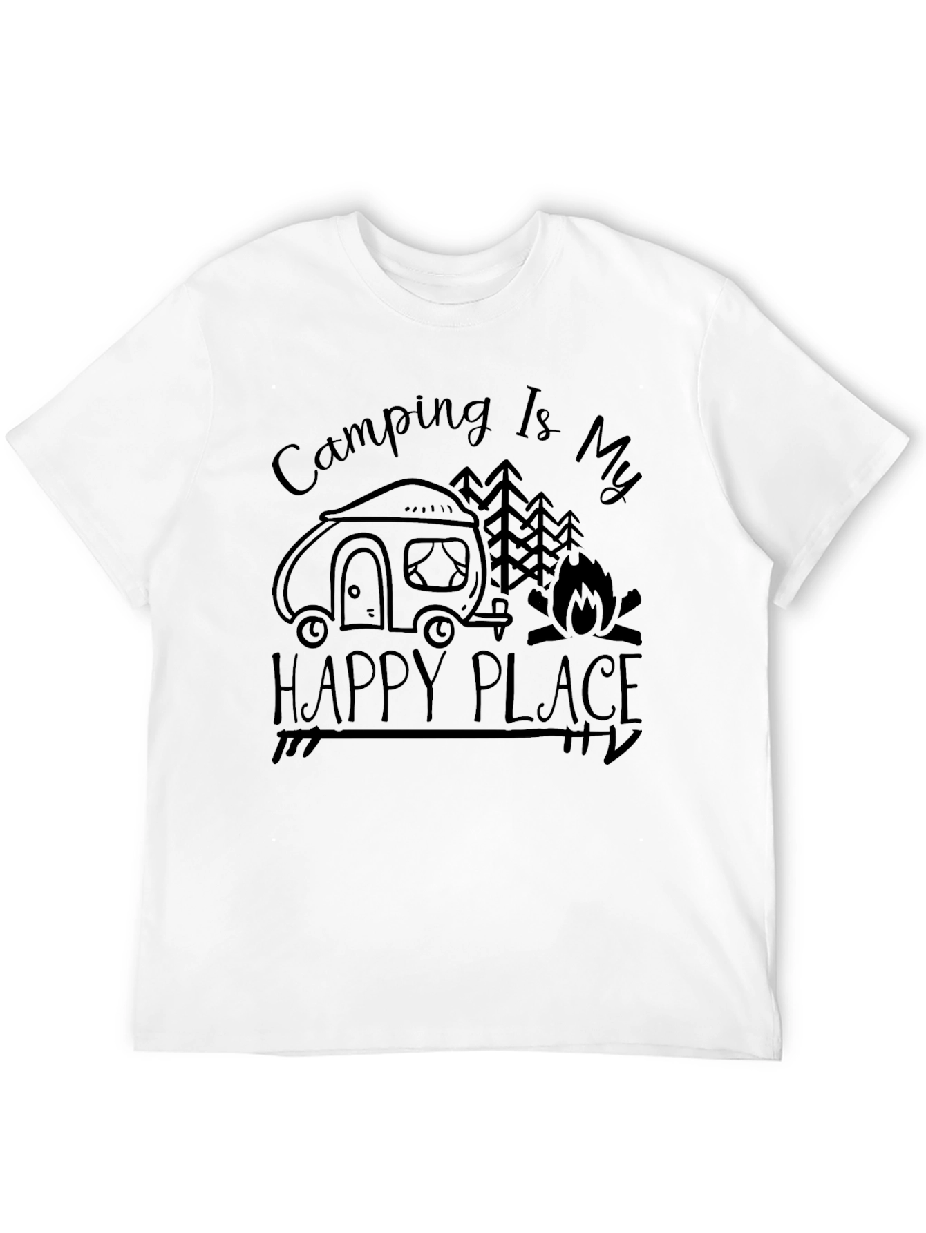 Camping Is My Happy Place Black T-Shirt