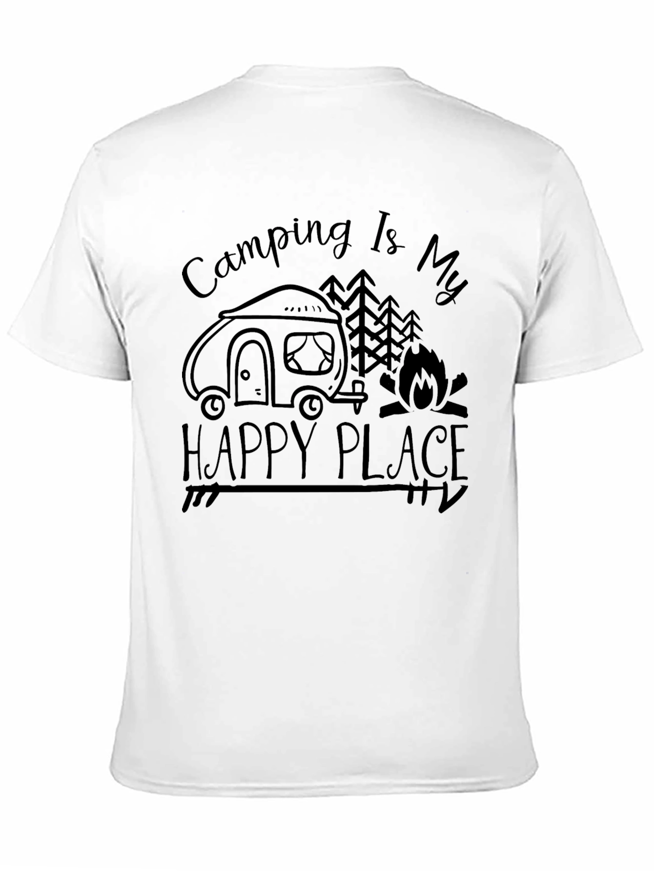 Camping Is My Happy Place Black T-Shirt