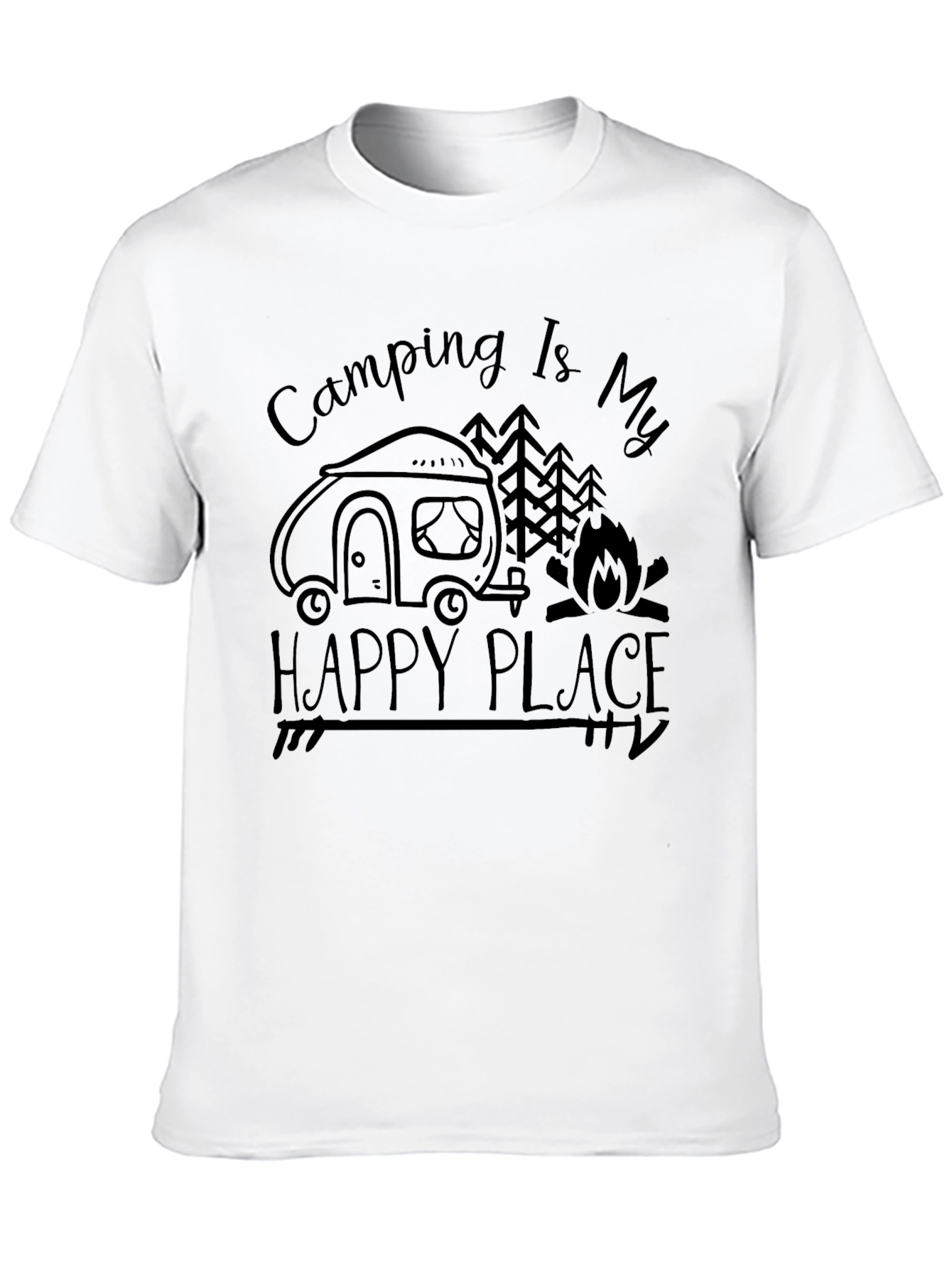 Camping Is My Happy Place Black T-Shirt