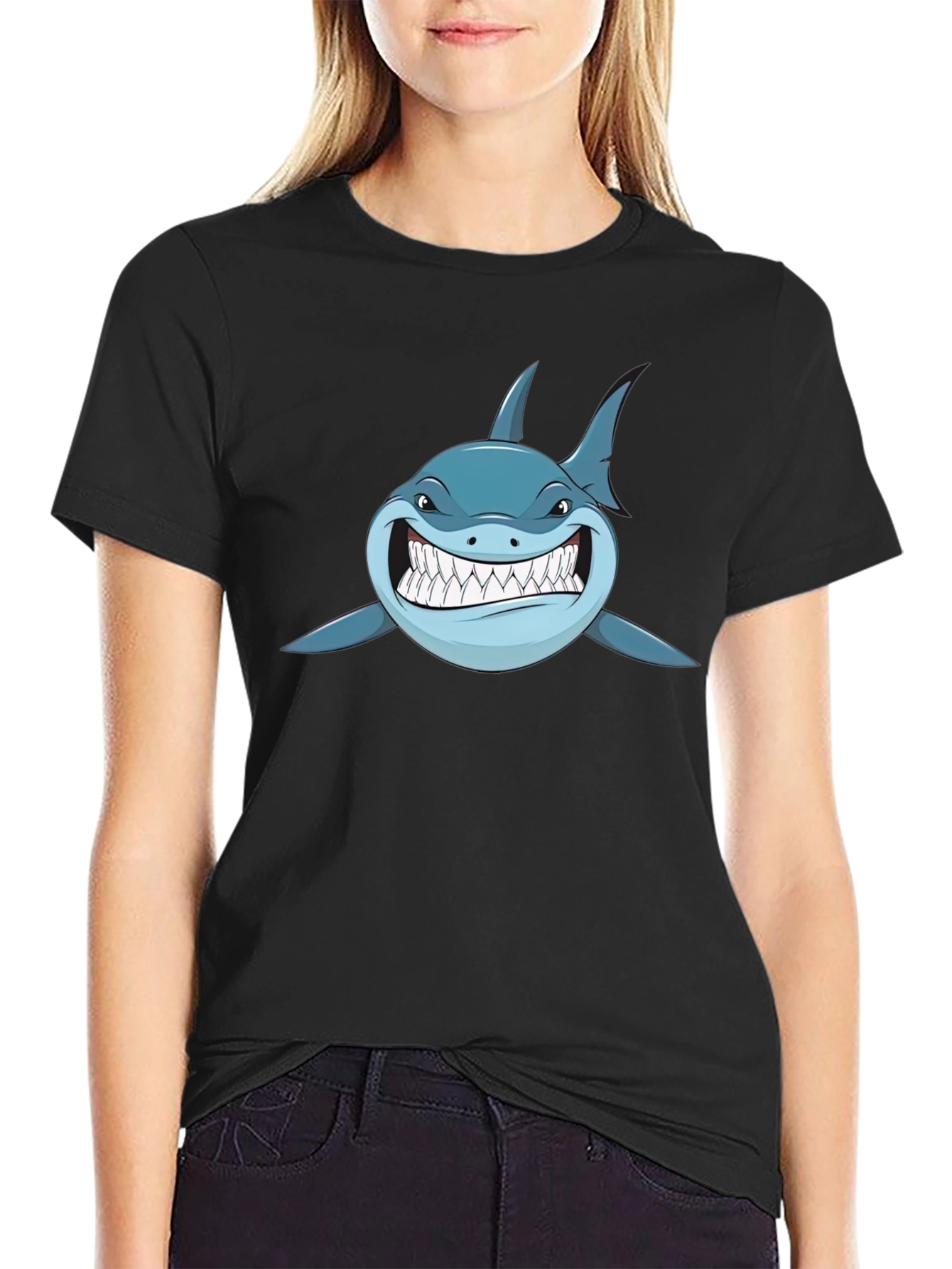 Shark Graphic Print Black T-Shirt for Men