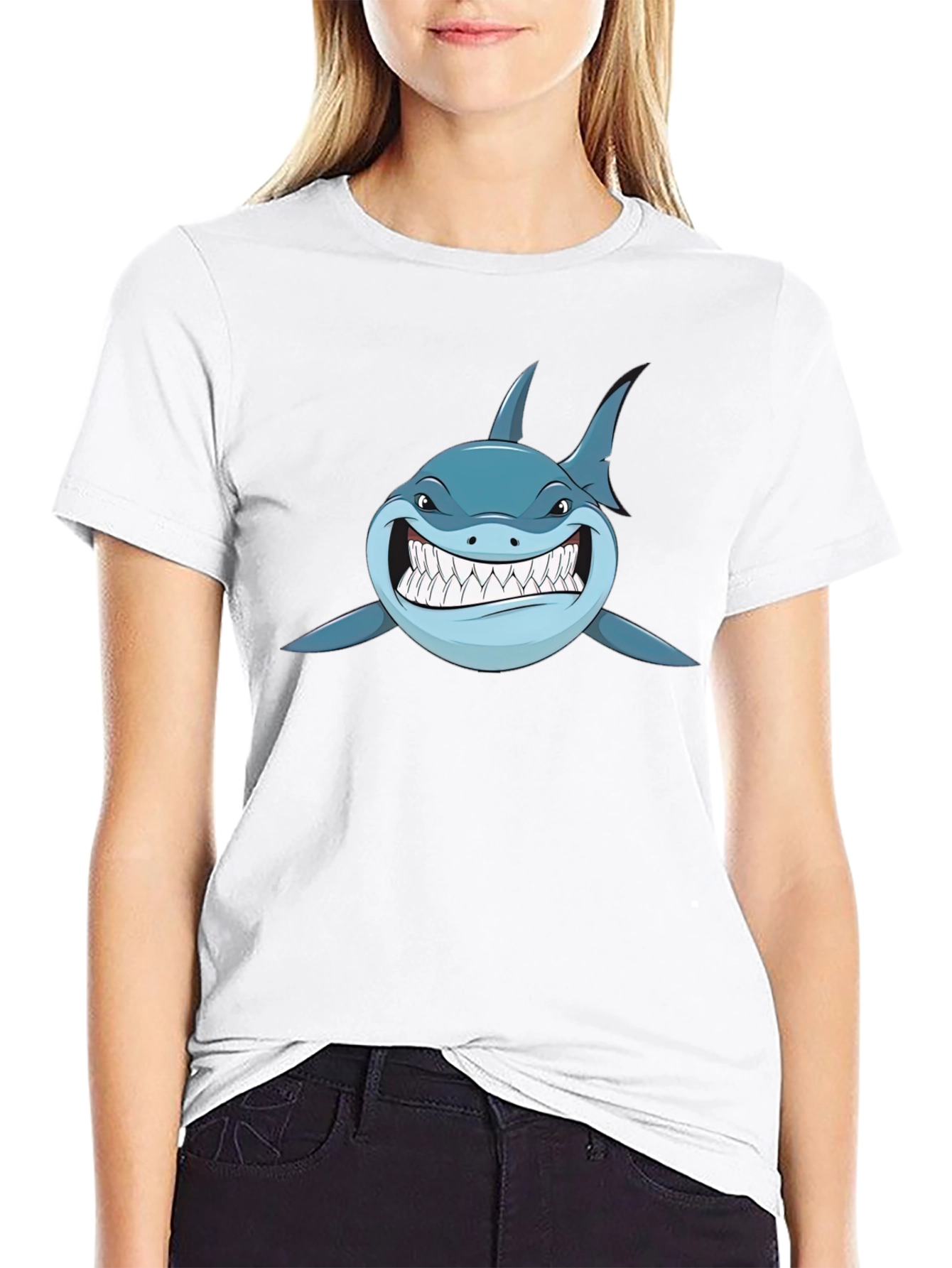 Shark Graphic Print Black T-Shirt for Men