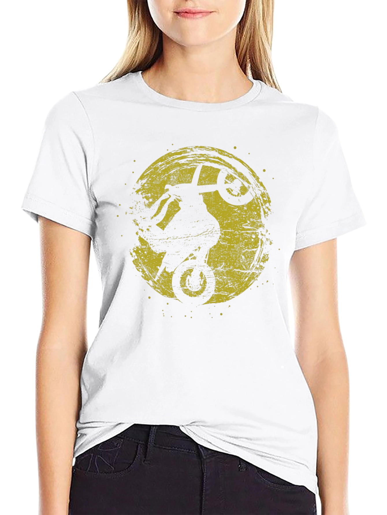 Mens Black Graphic Tee - Motorcycle Wheelie Design