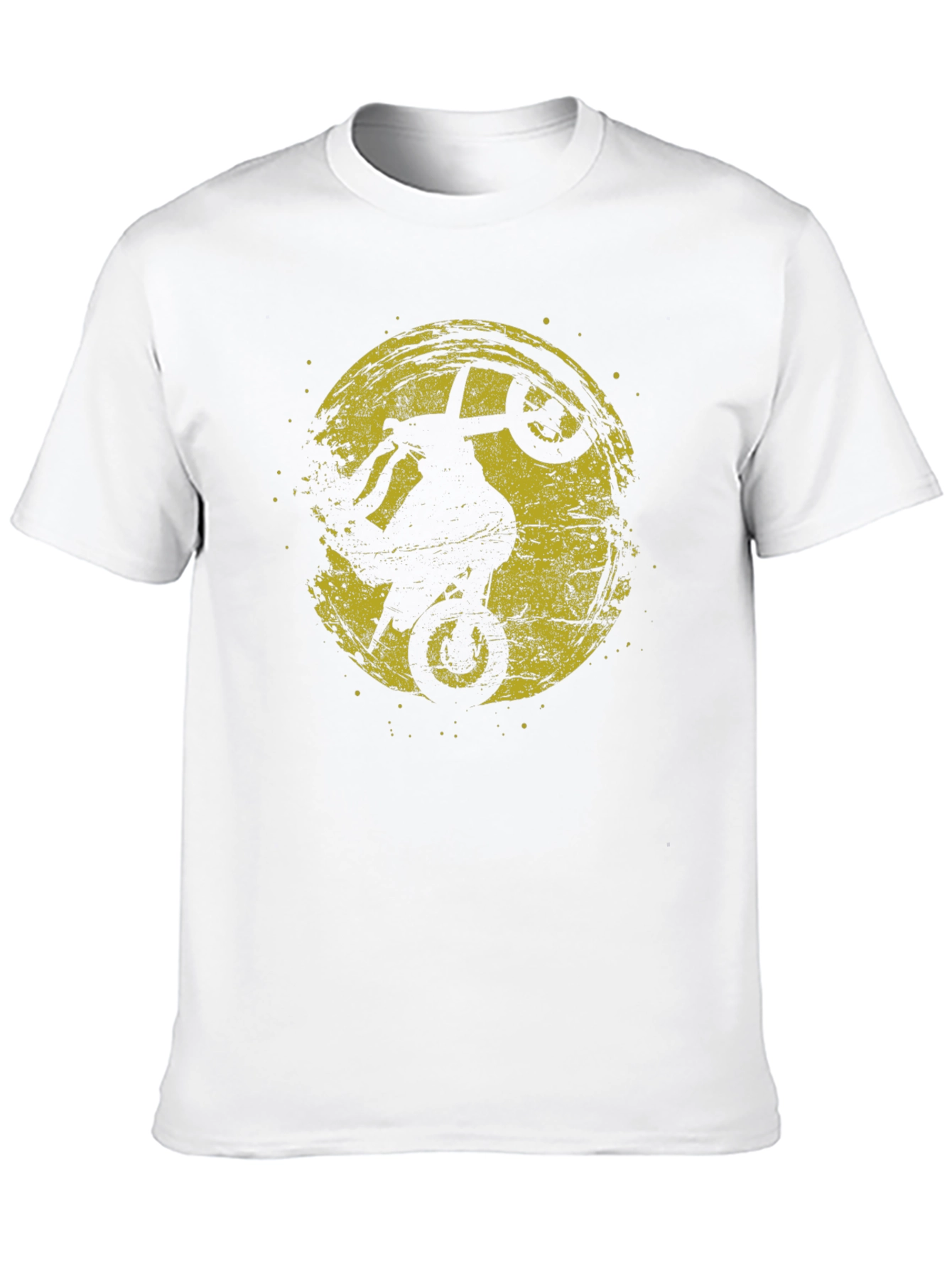 Mens Black Graphic Tee - Motorcycle Wheelie Design
