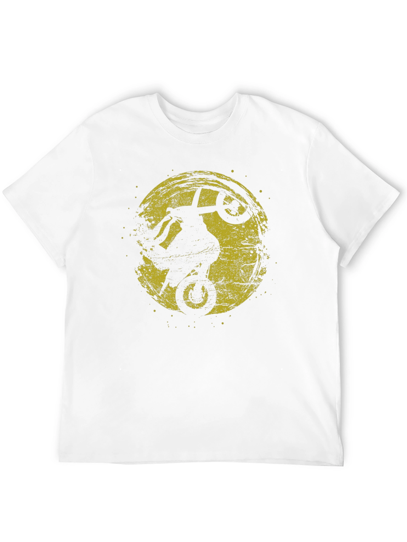 Mens Black Graphic Tee - Motorcycle Wheelie Design