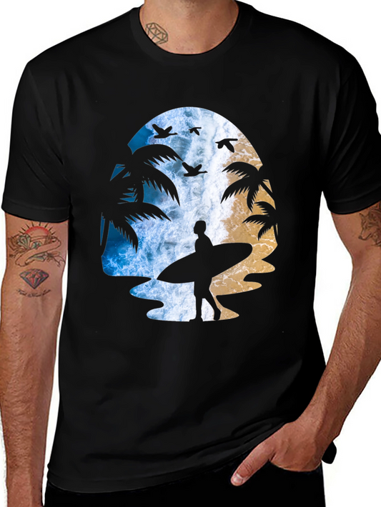 Surfer Silhouette Graphic T-Shirt - Beach Vibes