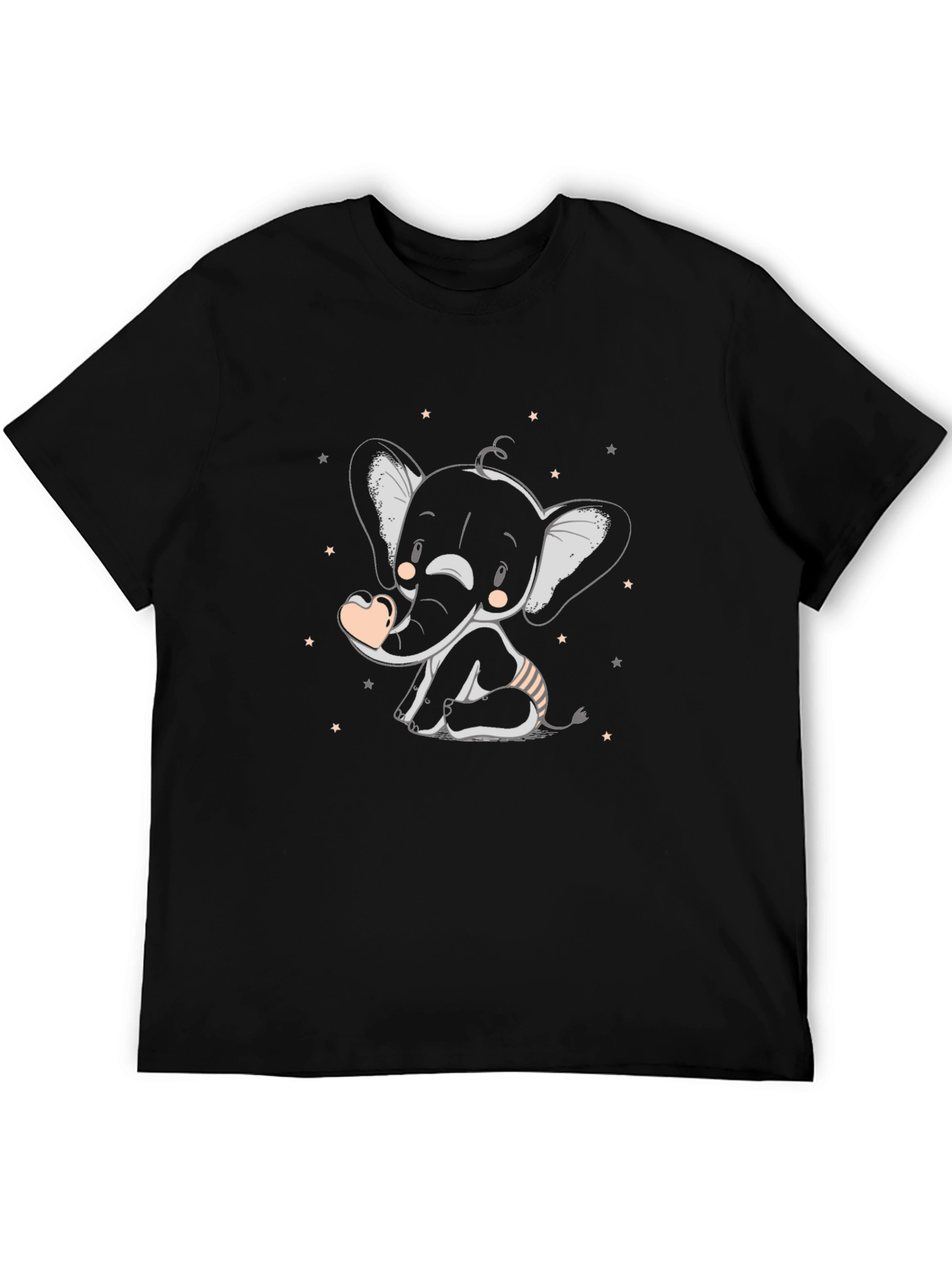 Cute Elephant Graphic Tee - Black