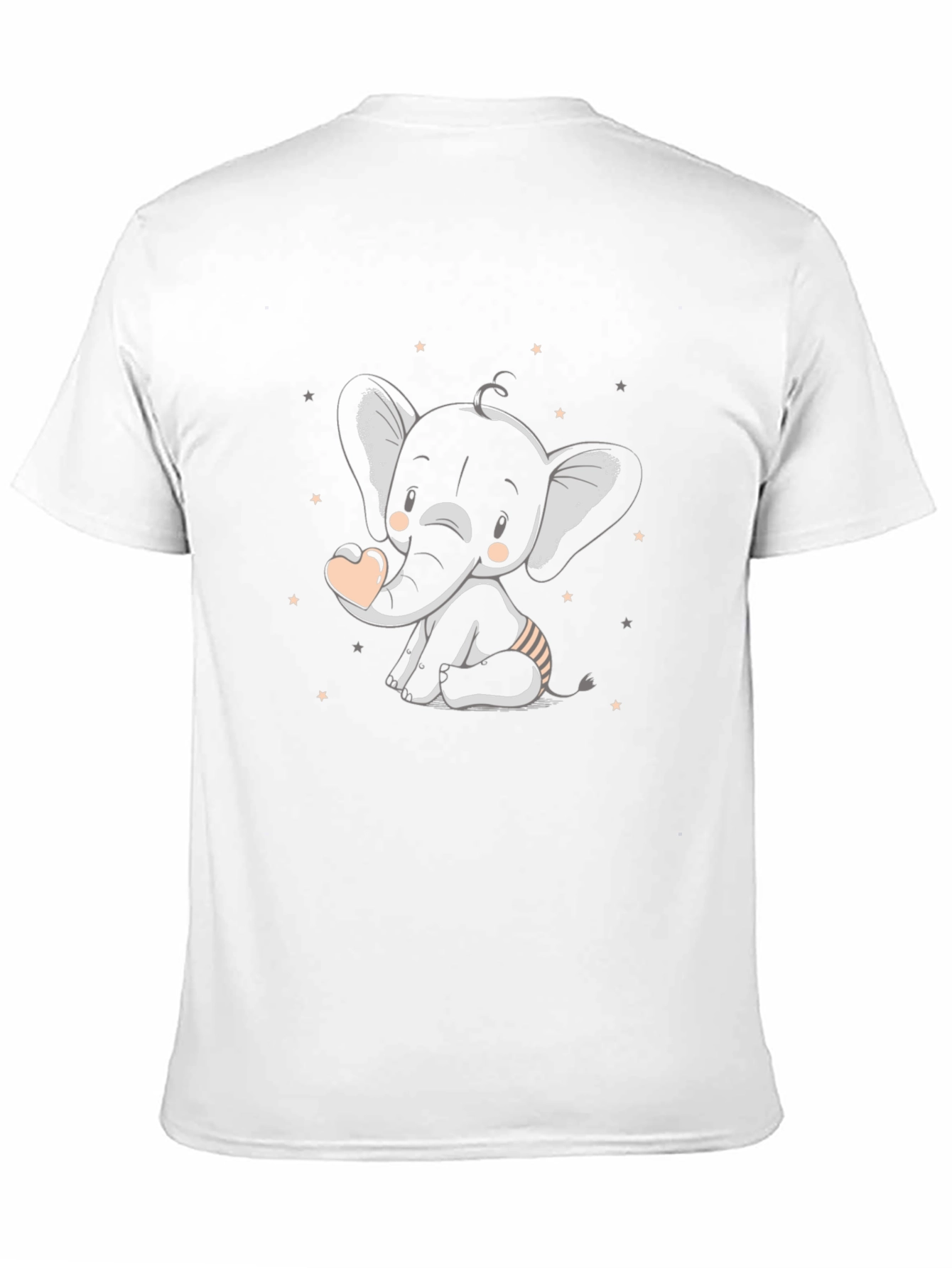 Cute Elephant Graphic Tee - Black