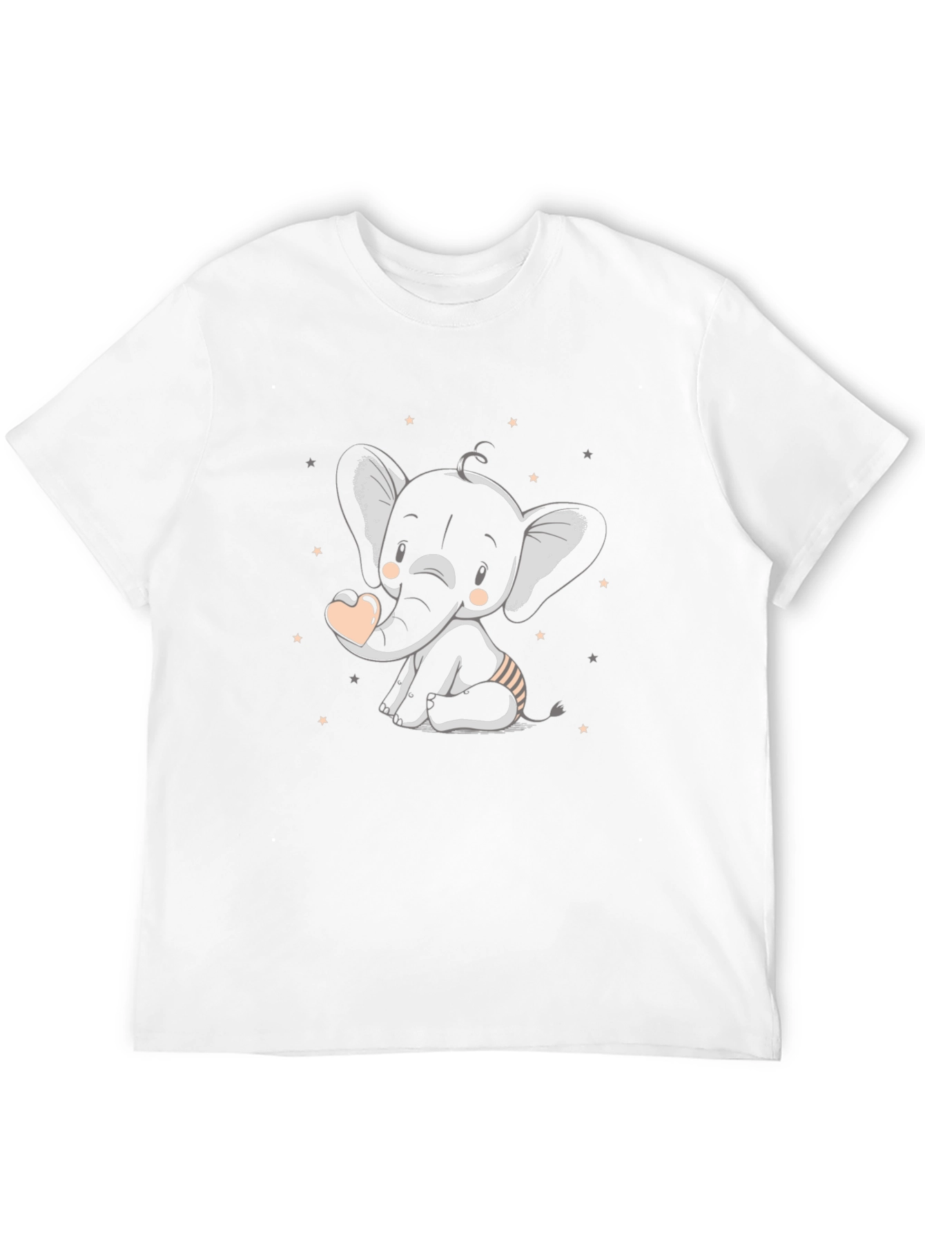Cute Elephant Graphic Tee - Black