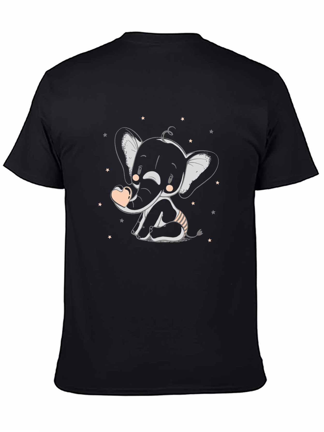 Cute Elephant Graphic Tee - Black