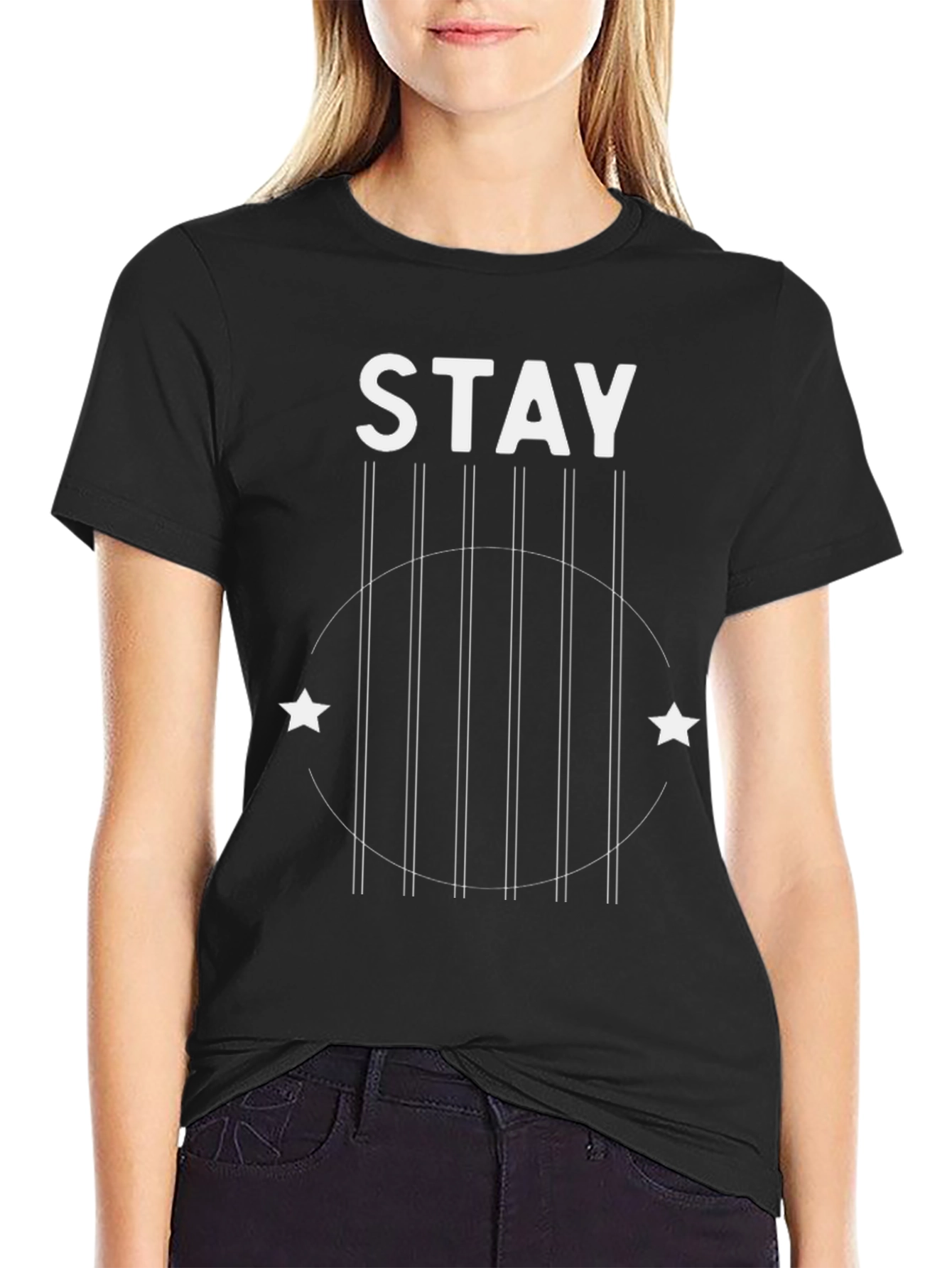 Stay Graphic T-Shirt - Black Crew Neck Tee