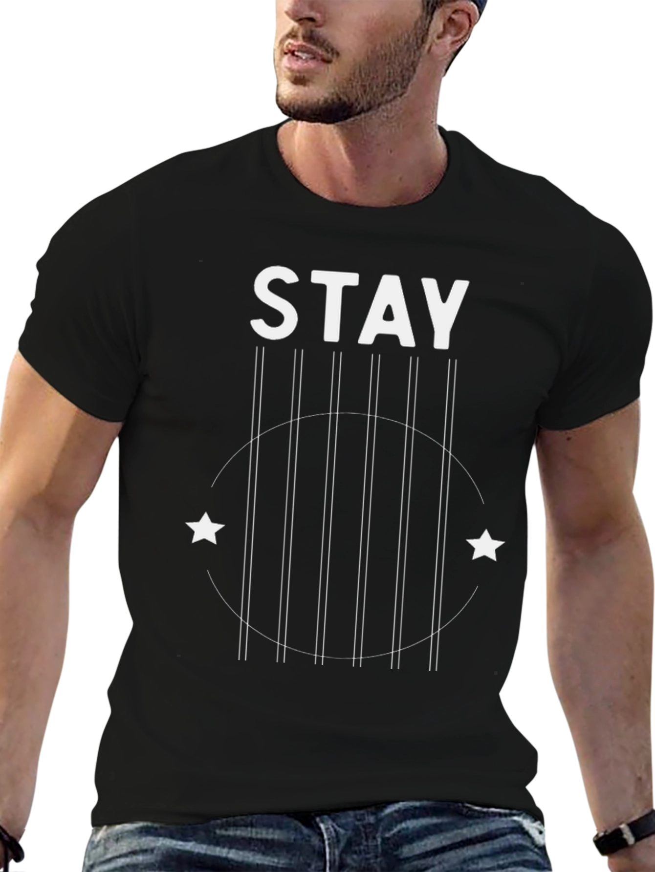 Stay Graphic T-Shirt - Black Crew Neck Tee
