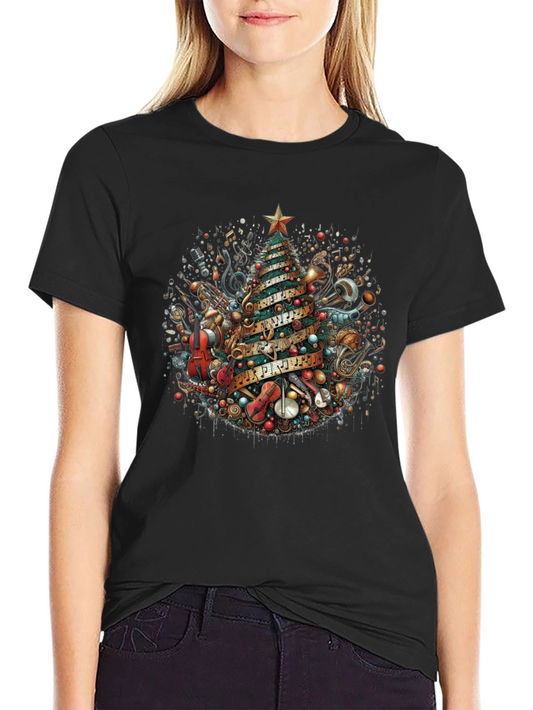 Musical Christmas Tree Graphic T-Shirt