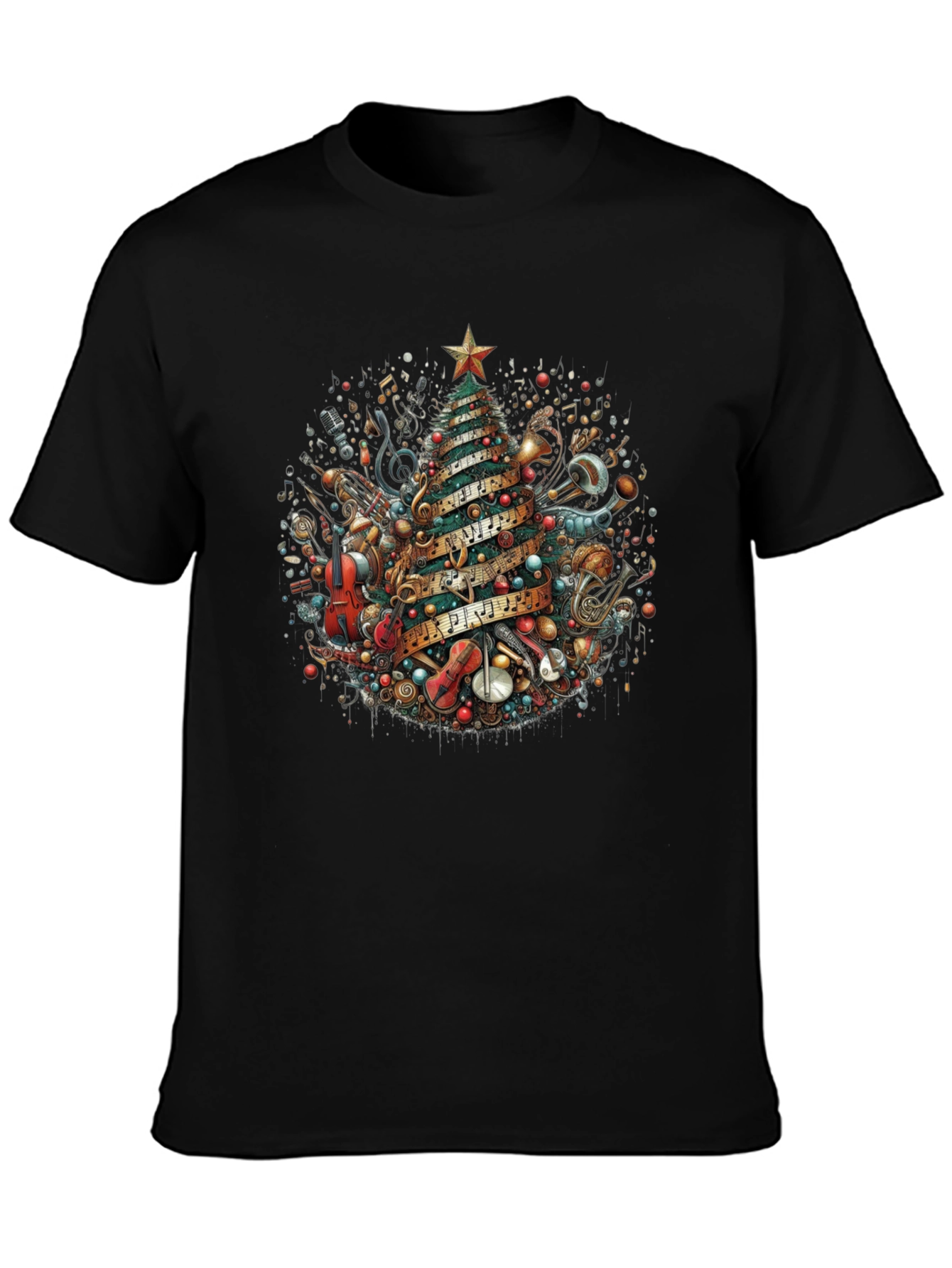 Musical Christmas Tree Graphic T-Shirt