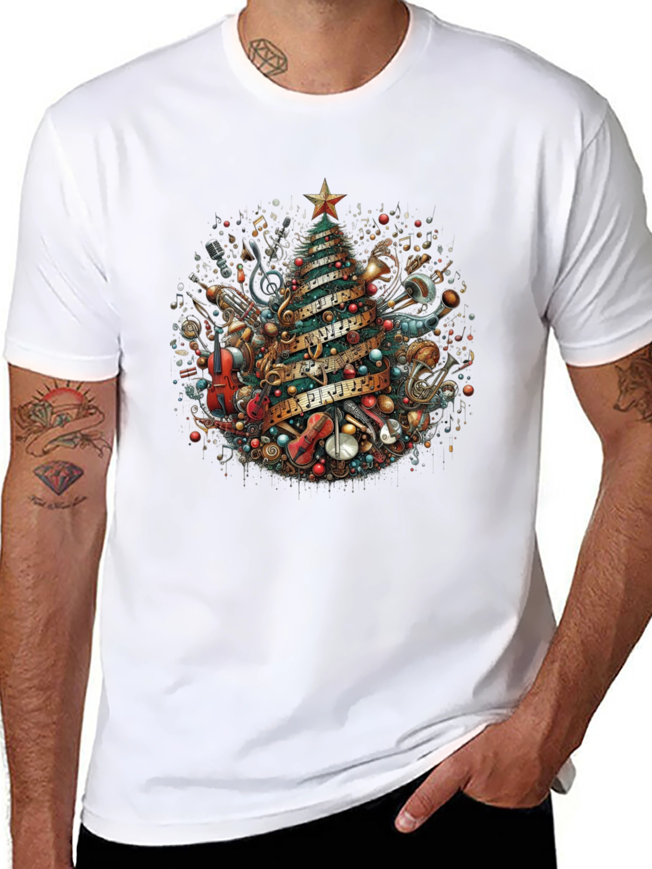 Musical Christmas Tree Graphic T-Shirt