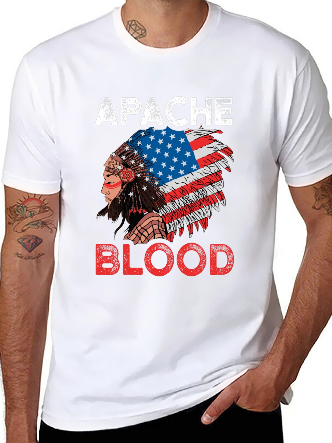 Apache Blood T-Shirt - Patriotic Native American Pride