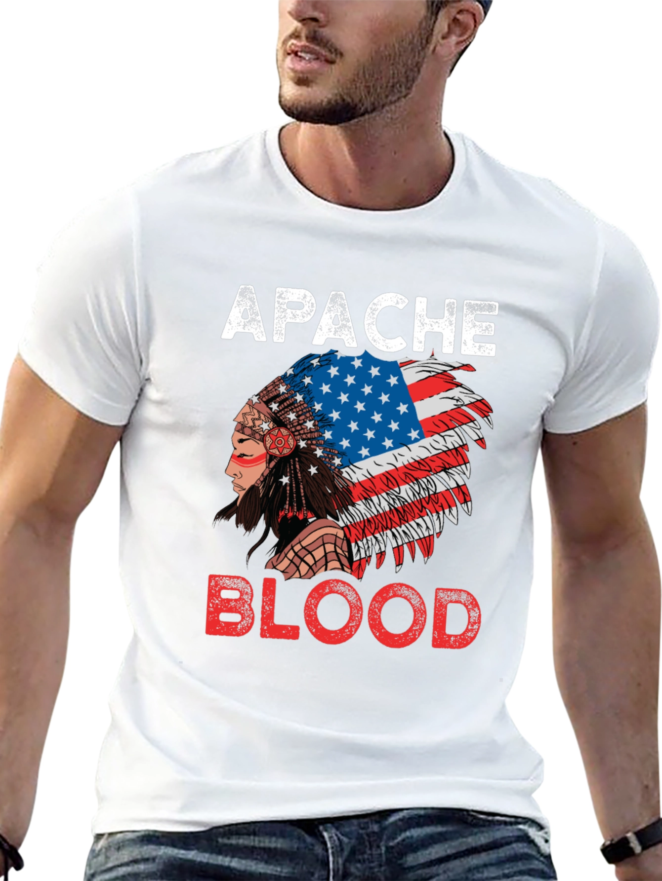 Apache Blood T-Shirt - Patriotic Native American Pride