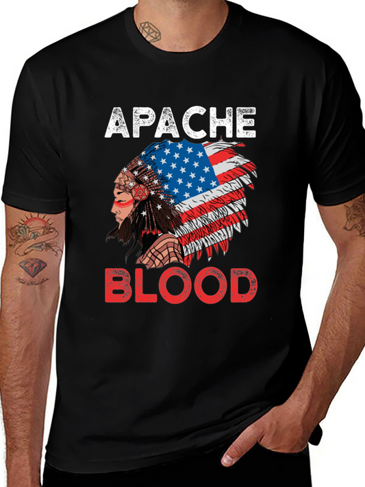 Apache Blood T-Shirt - Patriotic Native American Pride