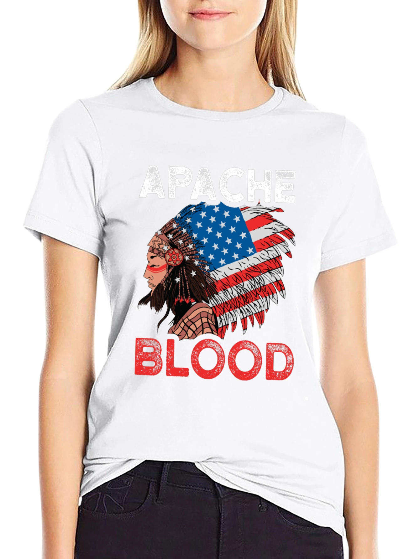 Apache Blood T-Shirt - Patriotic Native American Pride