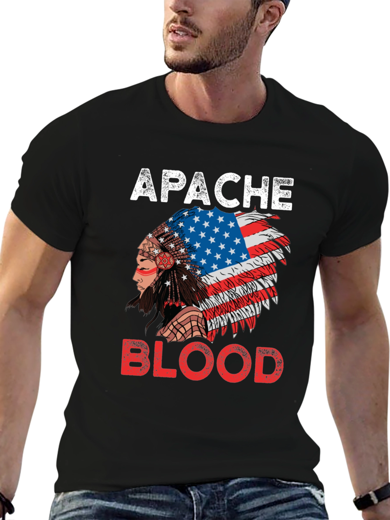 Apache Blood T-Shirt - Patriotic Native American Pride