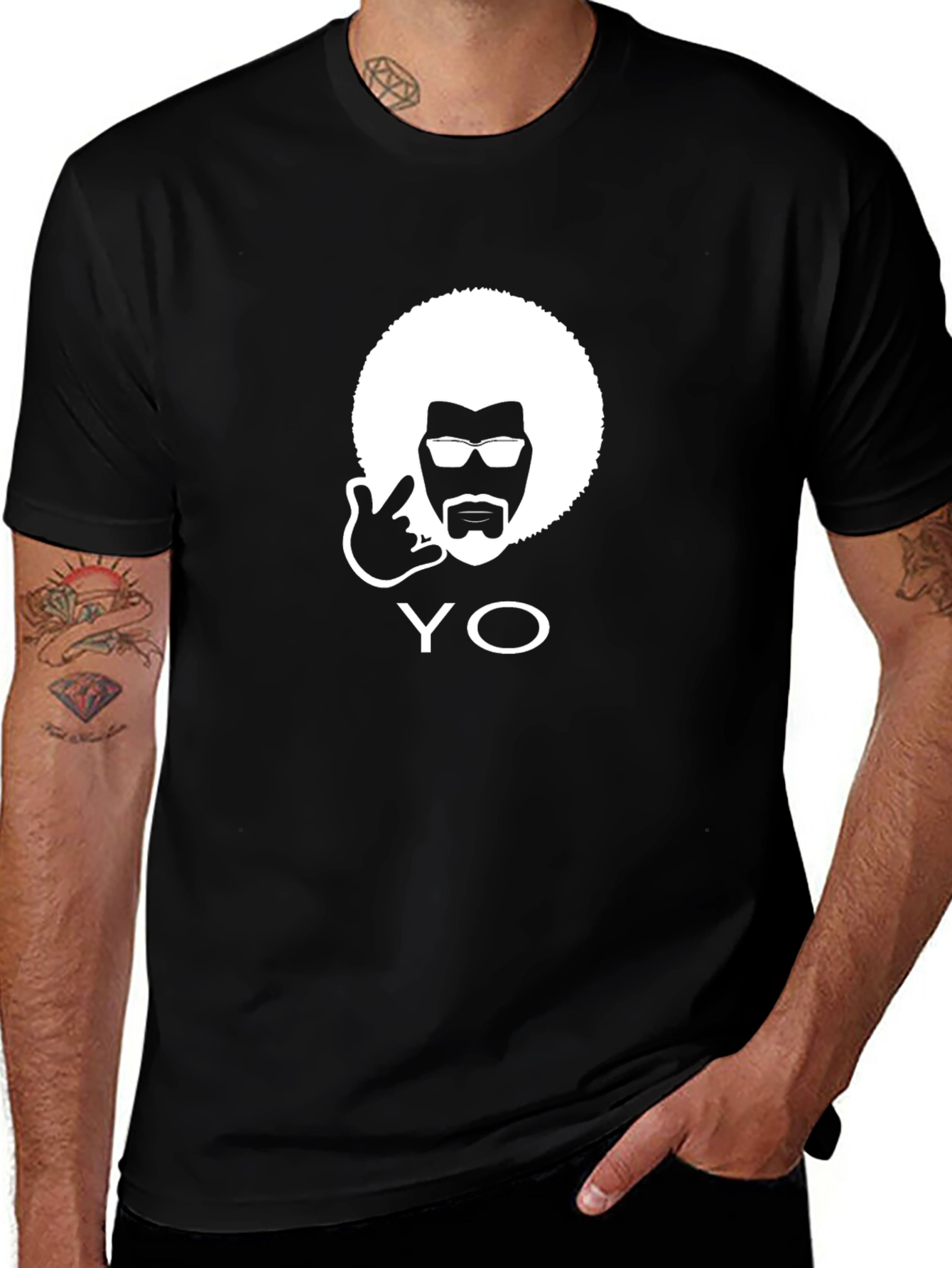 Cool Afro Guy Graphic T-Shirt - Black Cotton Tee