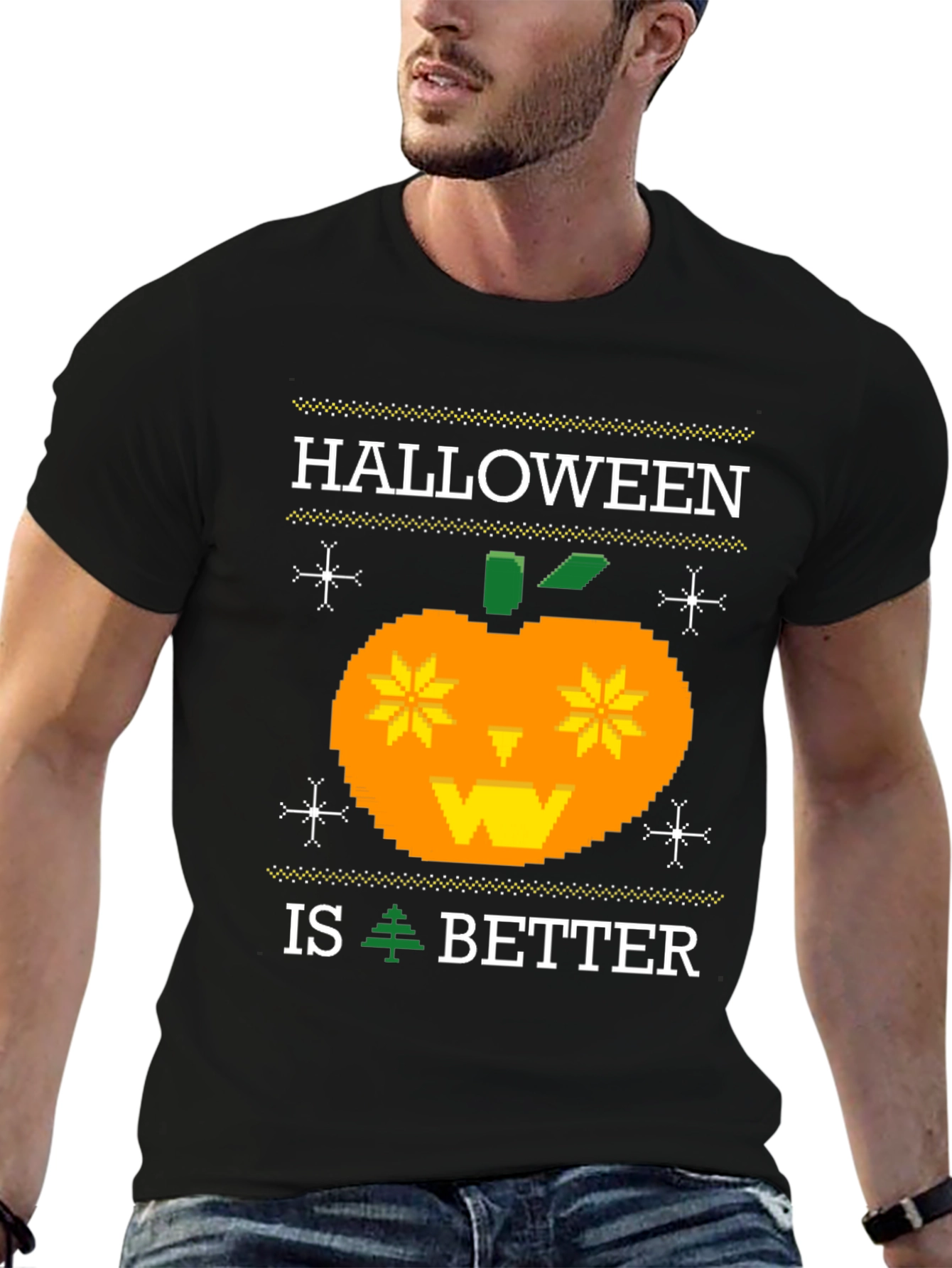Halloween Pixel Pumpkin Graphic Tee