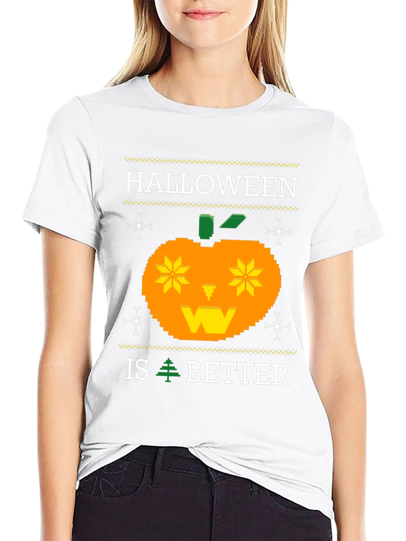 Halloween Pixel Pumpkin Graphic Tee