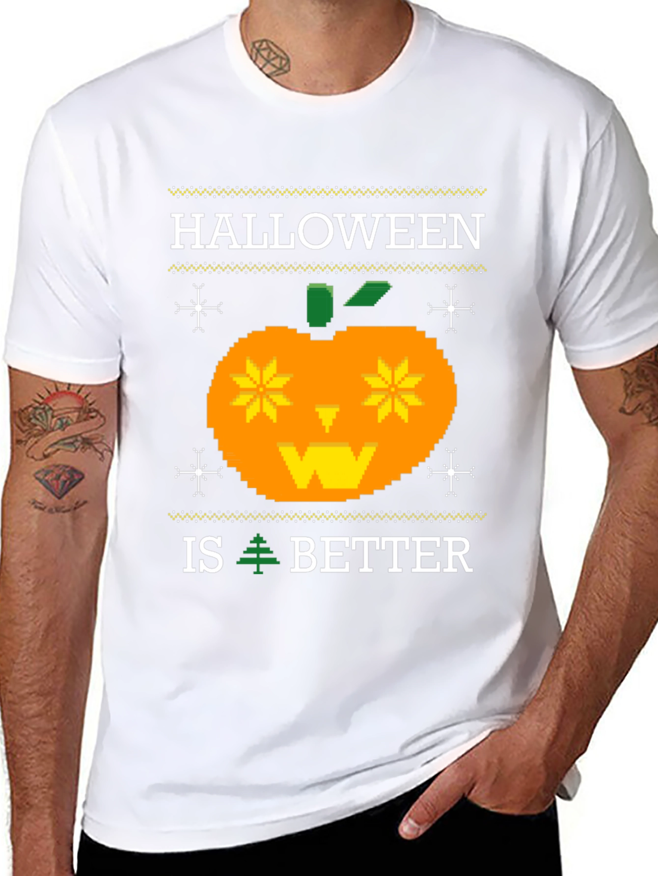 Halloween Pixel Pumpkin Graphic Tee