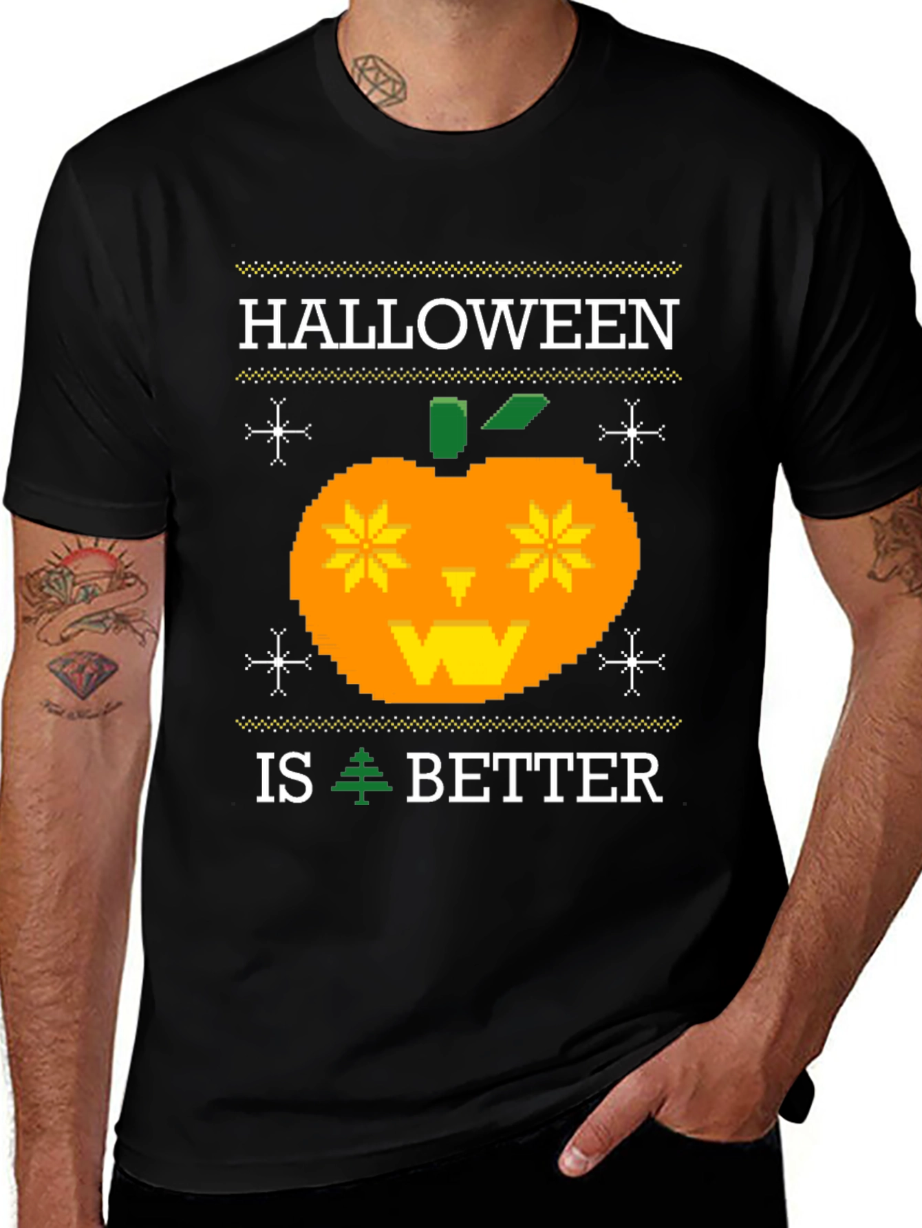 Halloween Pixel Pumpkin Graphic Tee