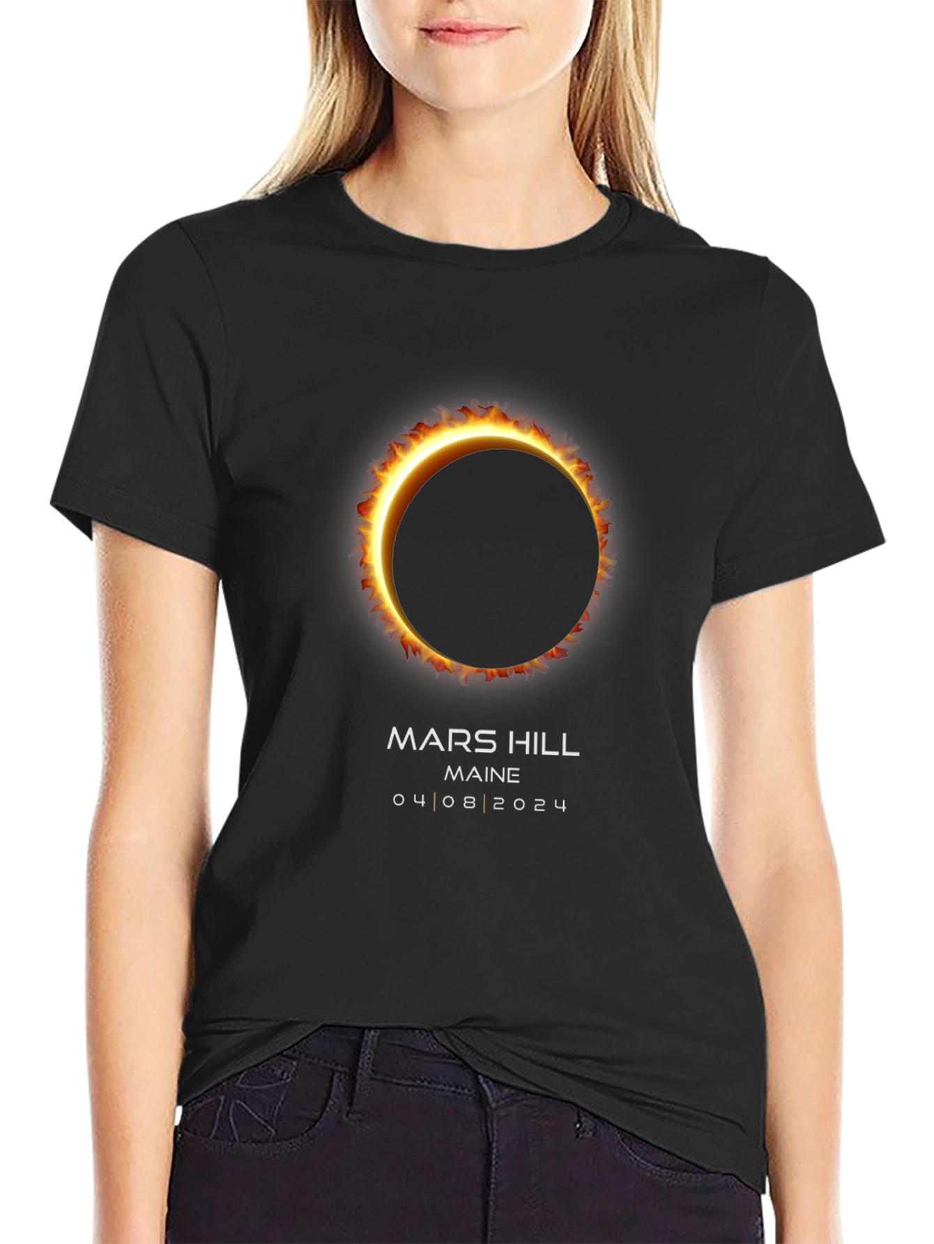 Mars Hill Maine Solar Eclipse T-Shirt 04.08.2024