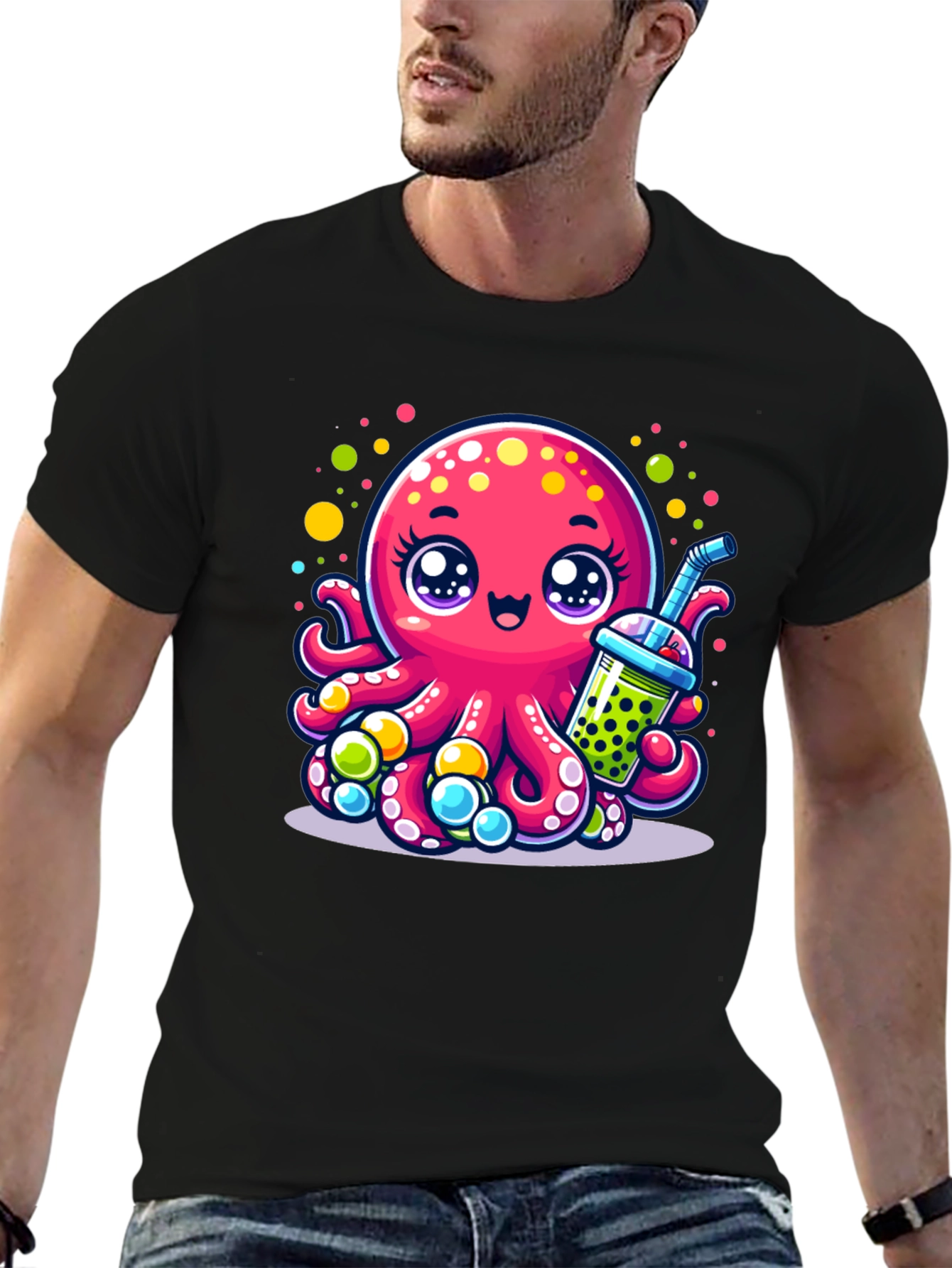 Cute Octopus Bubble Tea Graphic Tee