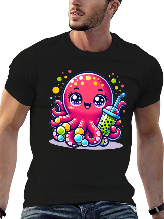 Cute Octopus Bubble Tea Graphic Tee