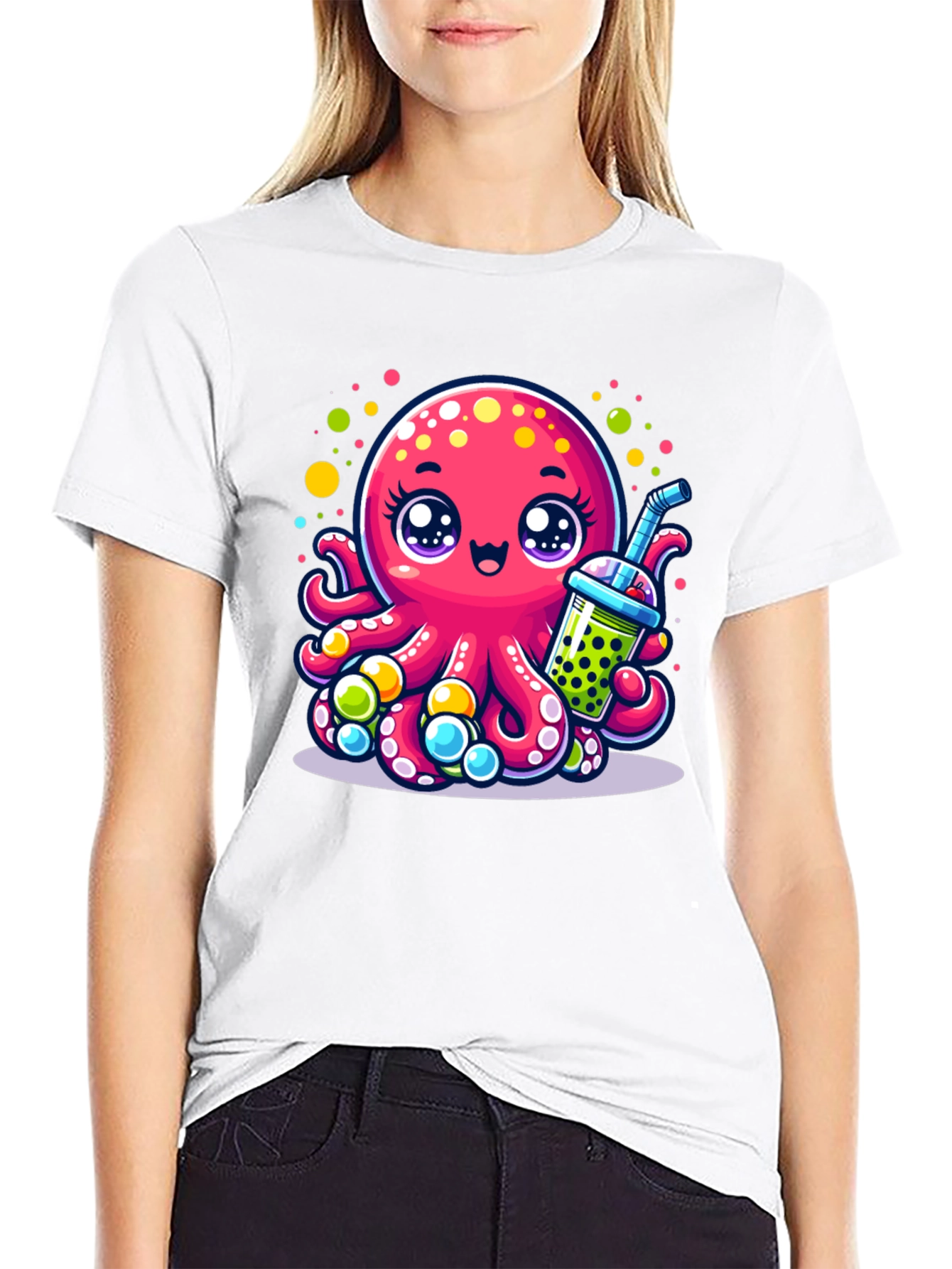 Cute Octopus Bubble Tea Graphic Tee