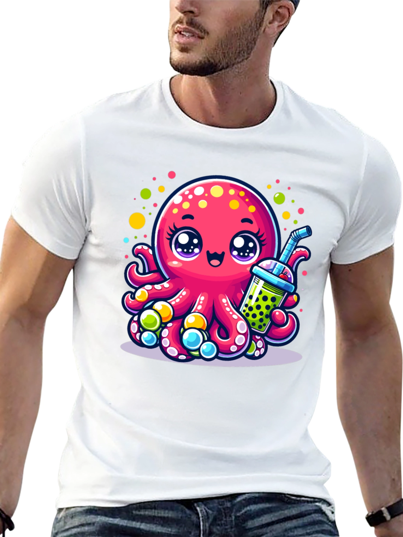 Cute Octopus Bubble Tea Graphic Tee
