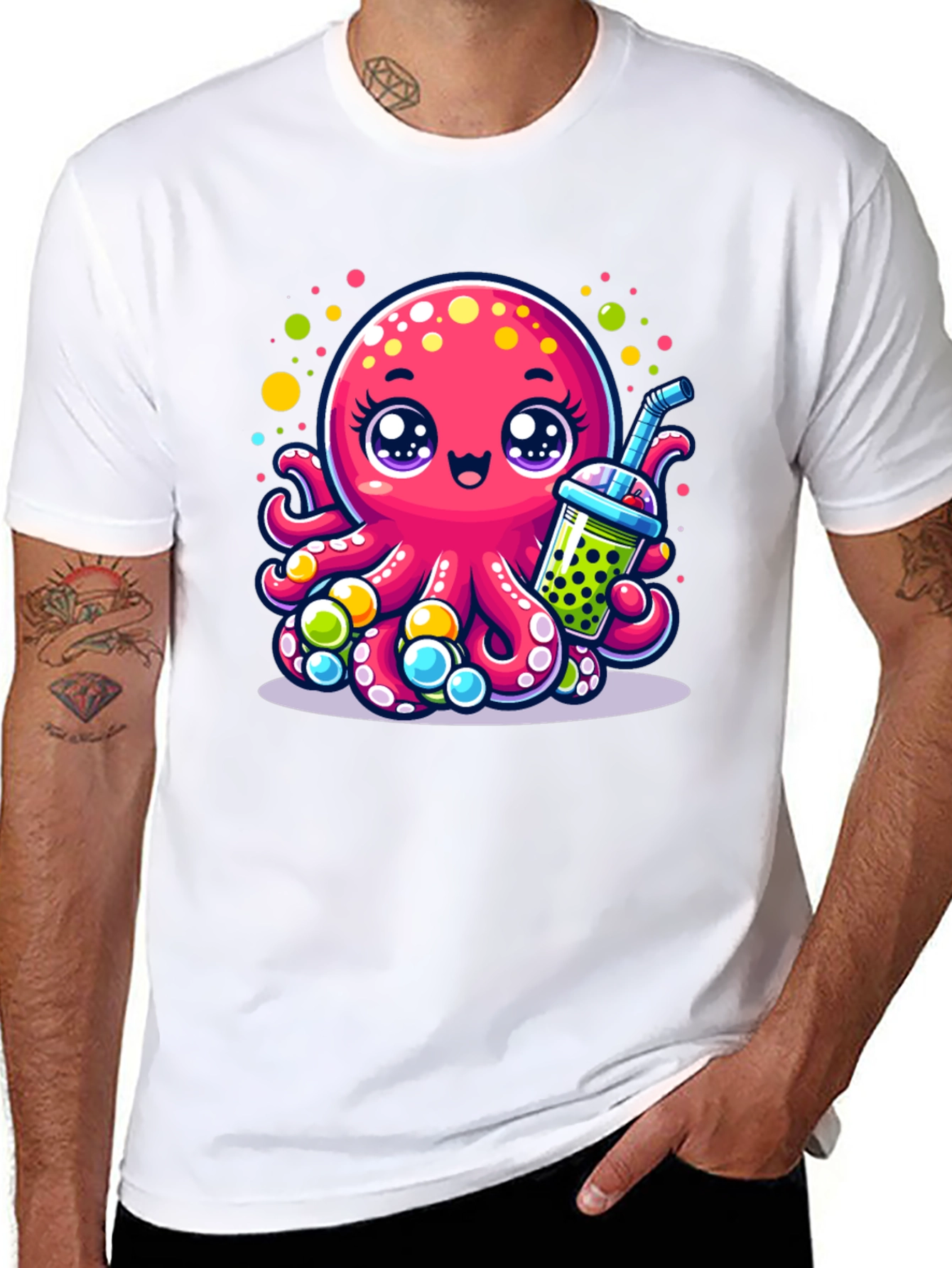 Cute Octopus Bubble Tea Graphic Tee