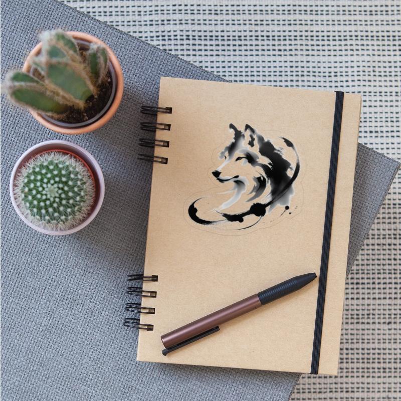 Abstract Wolf Japanese Ink Art