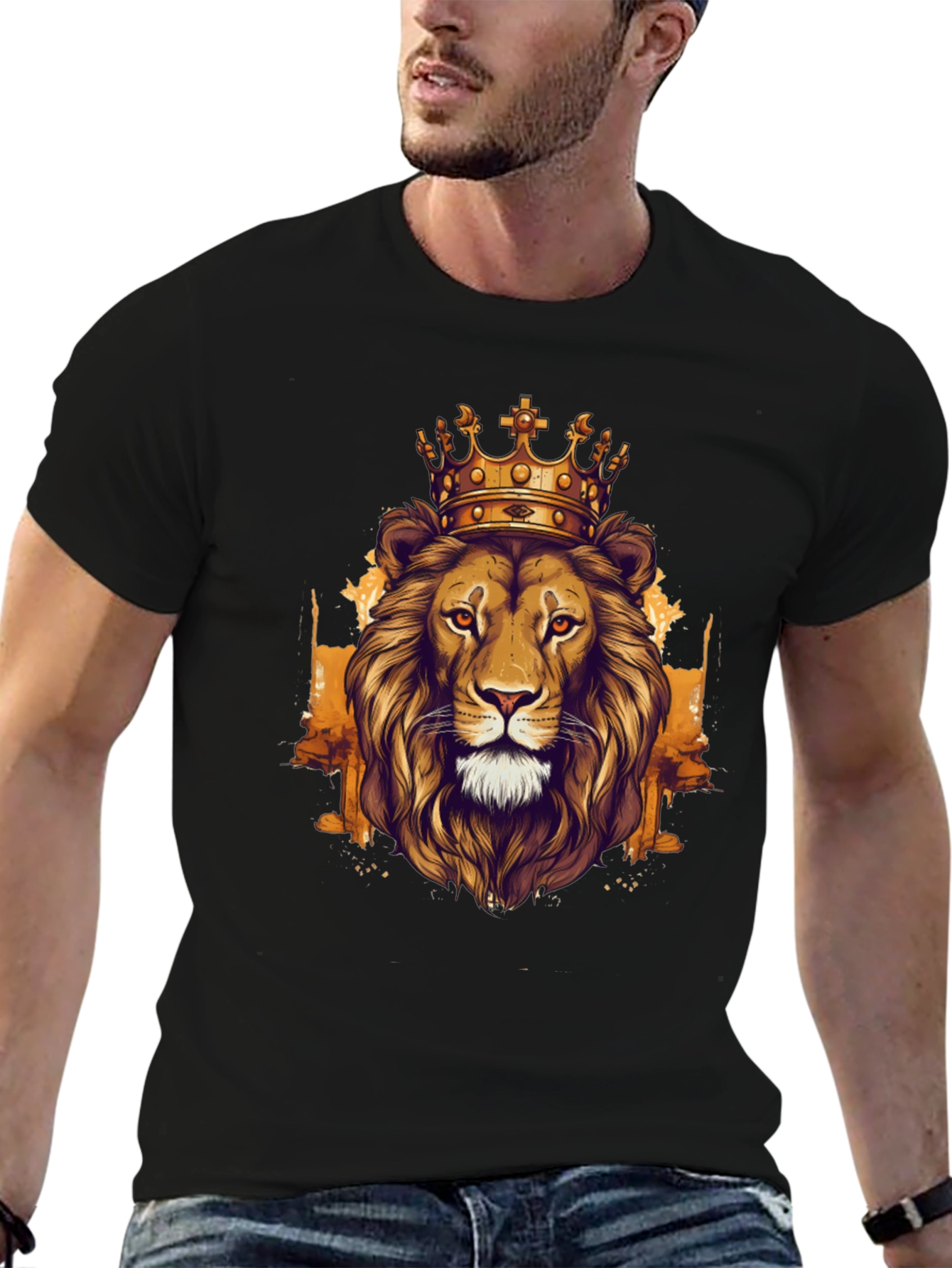 King Lion Graphic Tee - Black Cotton T-Shirt