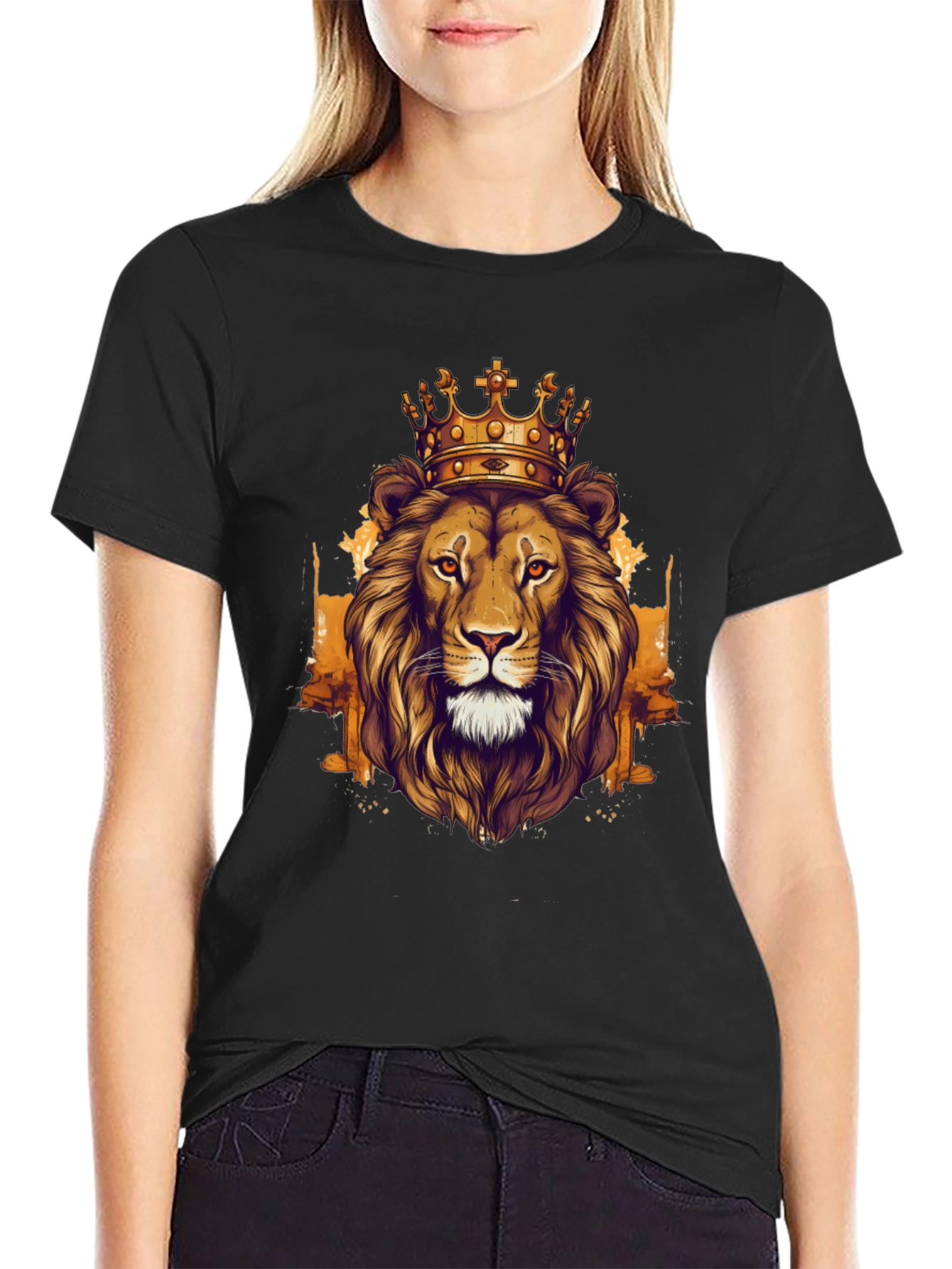 King Lion Graphic Tee - Black Cotton T-Shirt