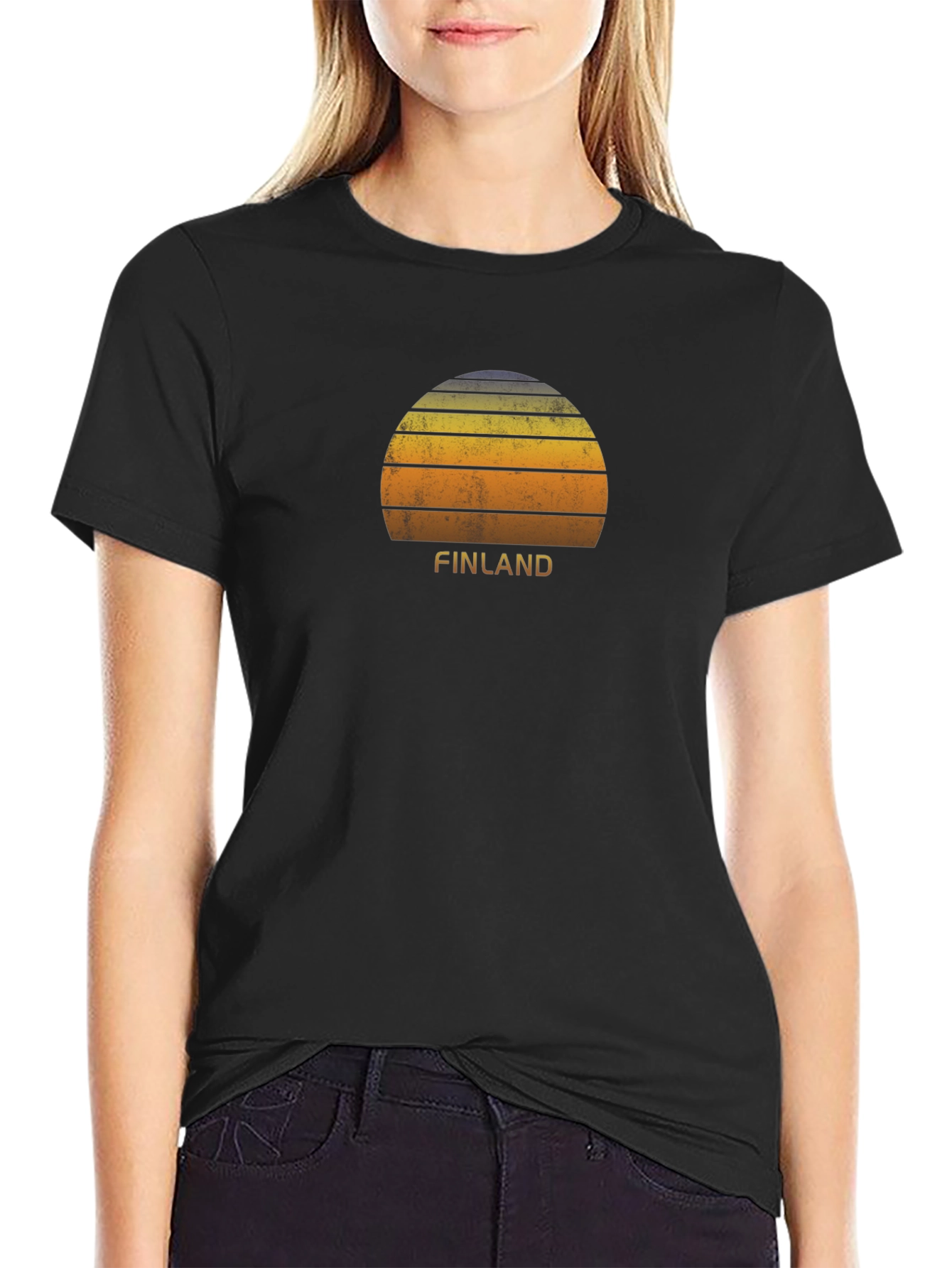 Finland Sunset Graphic Tee - Black Unisex T-Shirt