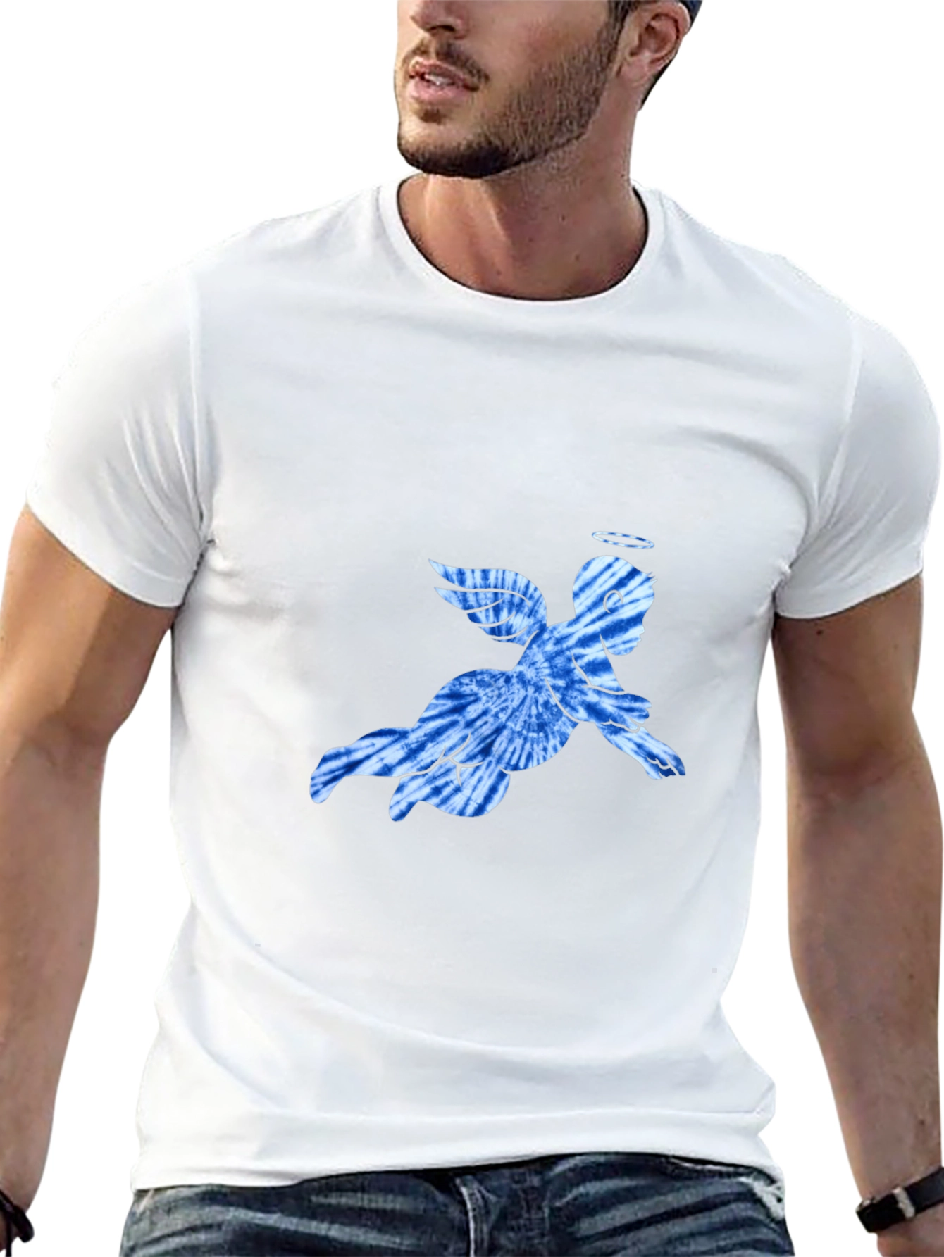 Angel Tie-Dye Graphic Black T-Shirt