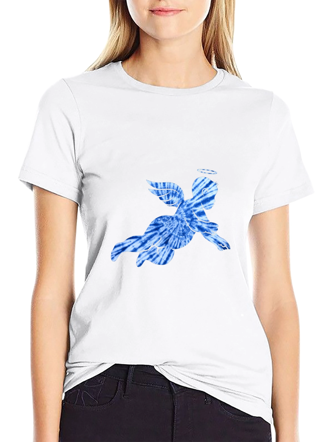 Angel Tie-Dye Graphic Black T-Shirt