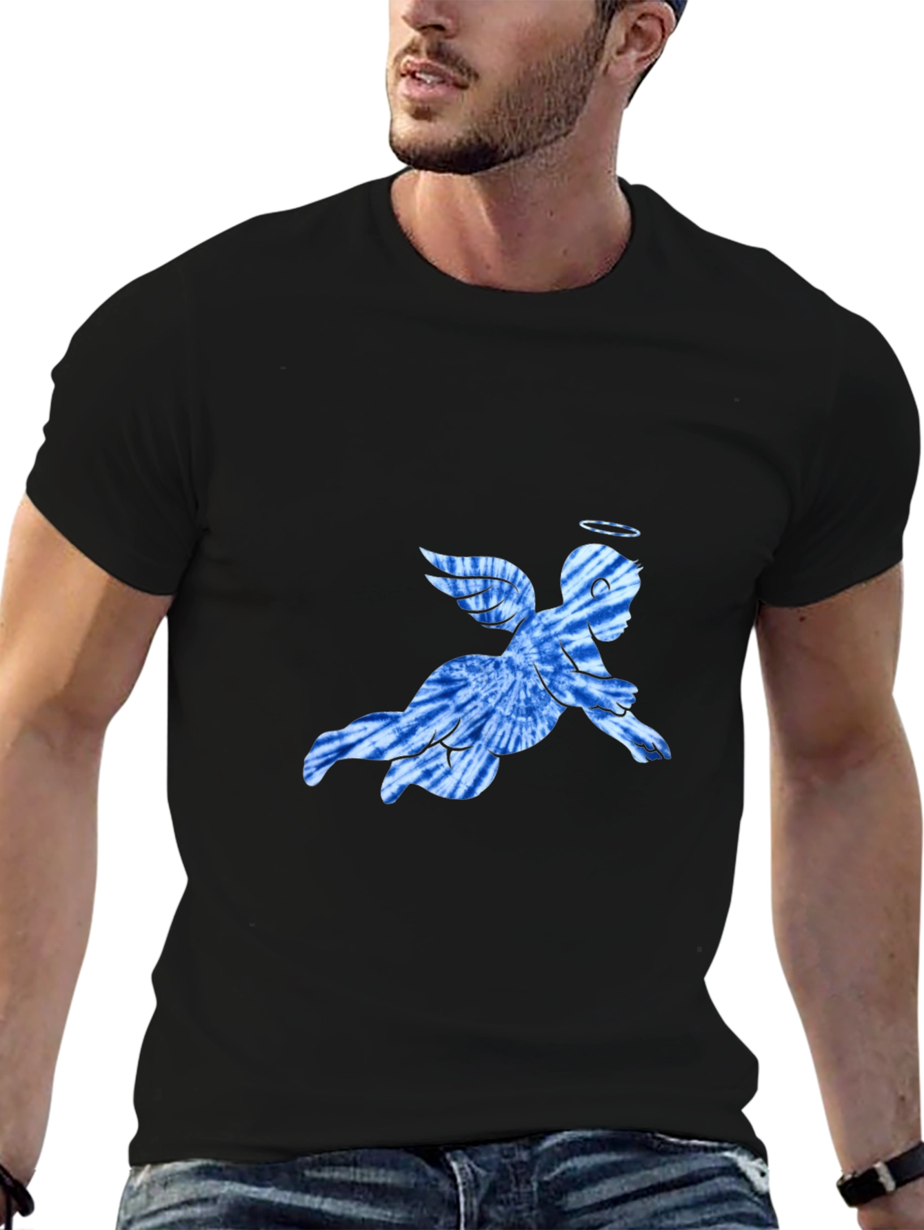 Angel Tie-Dye Graphic Black T-Shirt