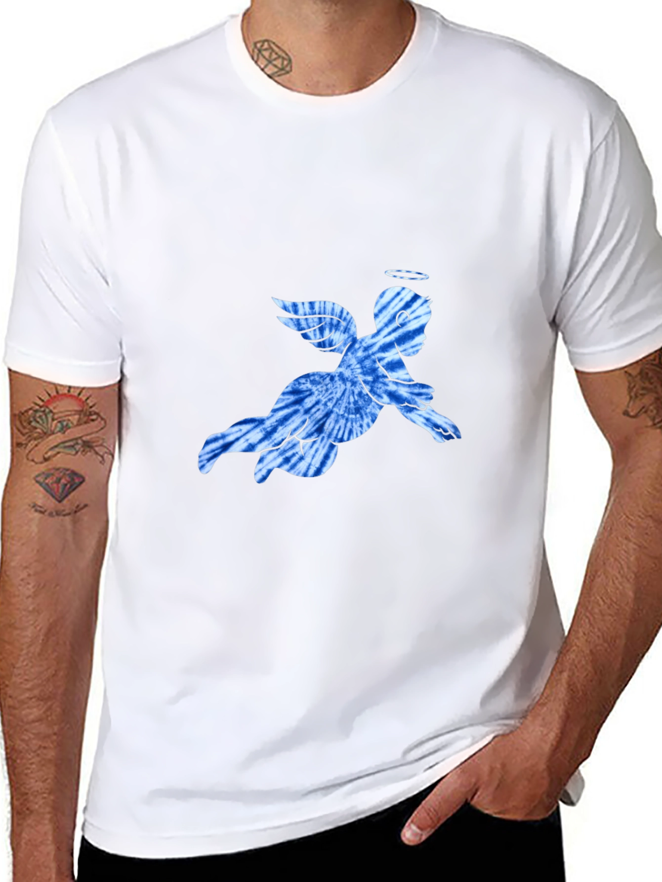 Angel Tie-Dye Graphic Black T-Shirt