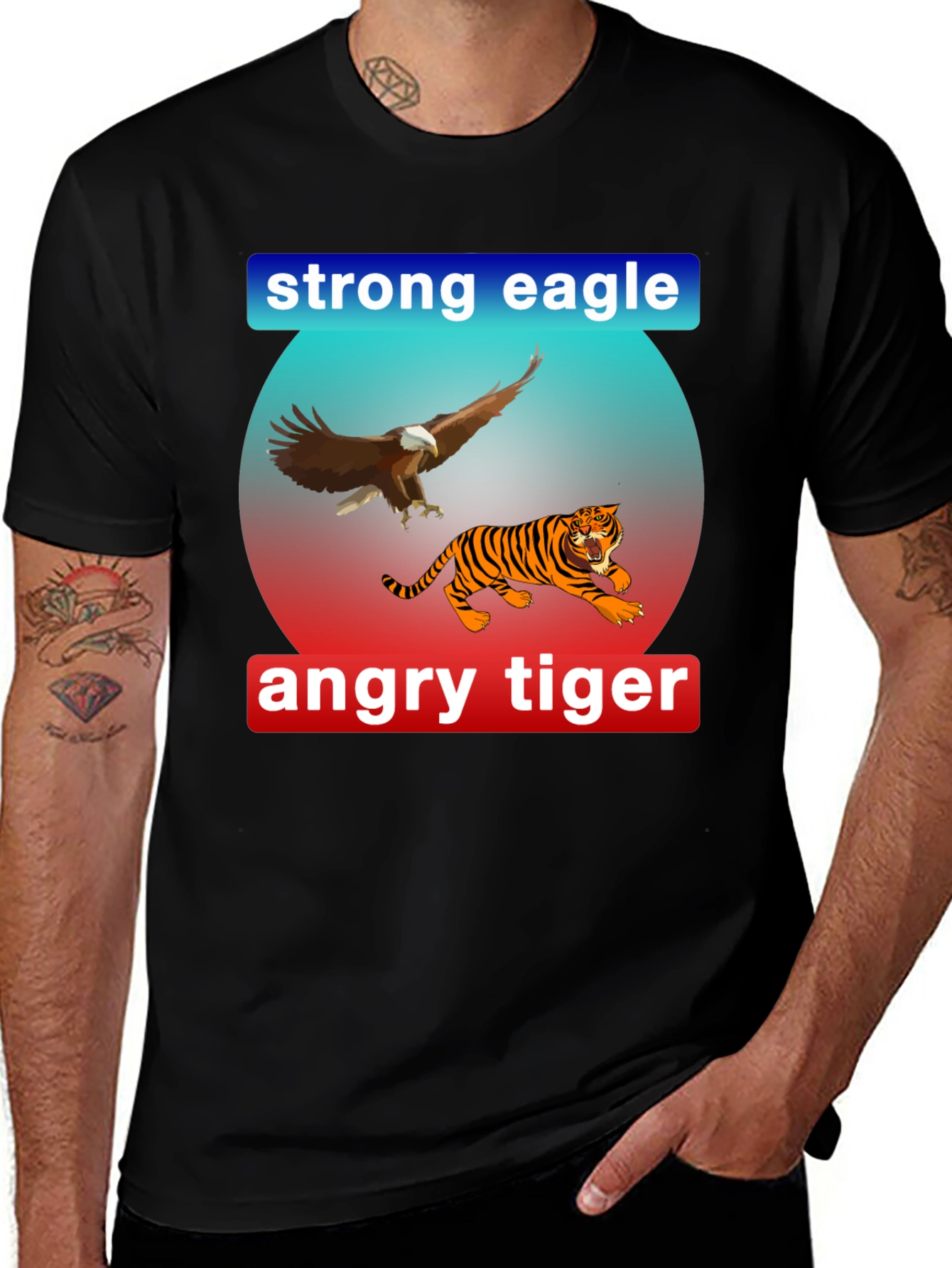 Strong Eagle Angry Tiger Graphic Tee